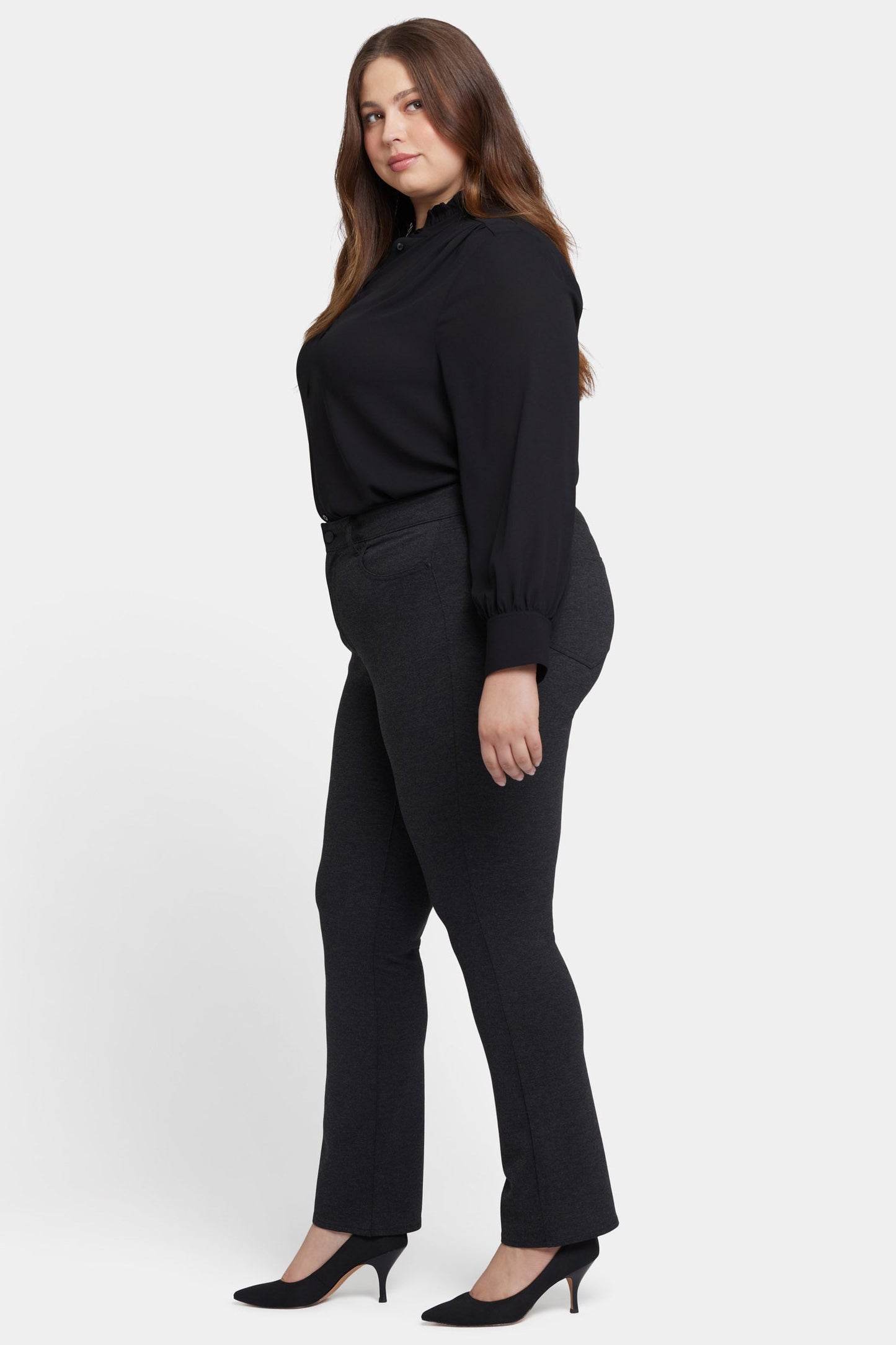 Marilyn Straight Pants In Plus Size - Charcoal Heathered