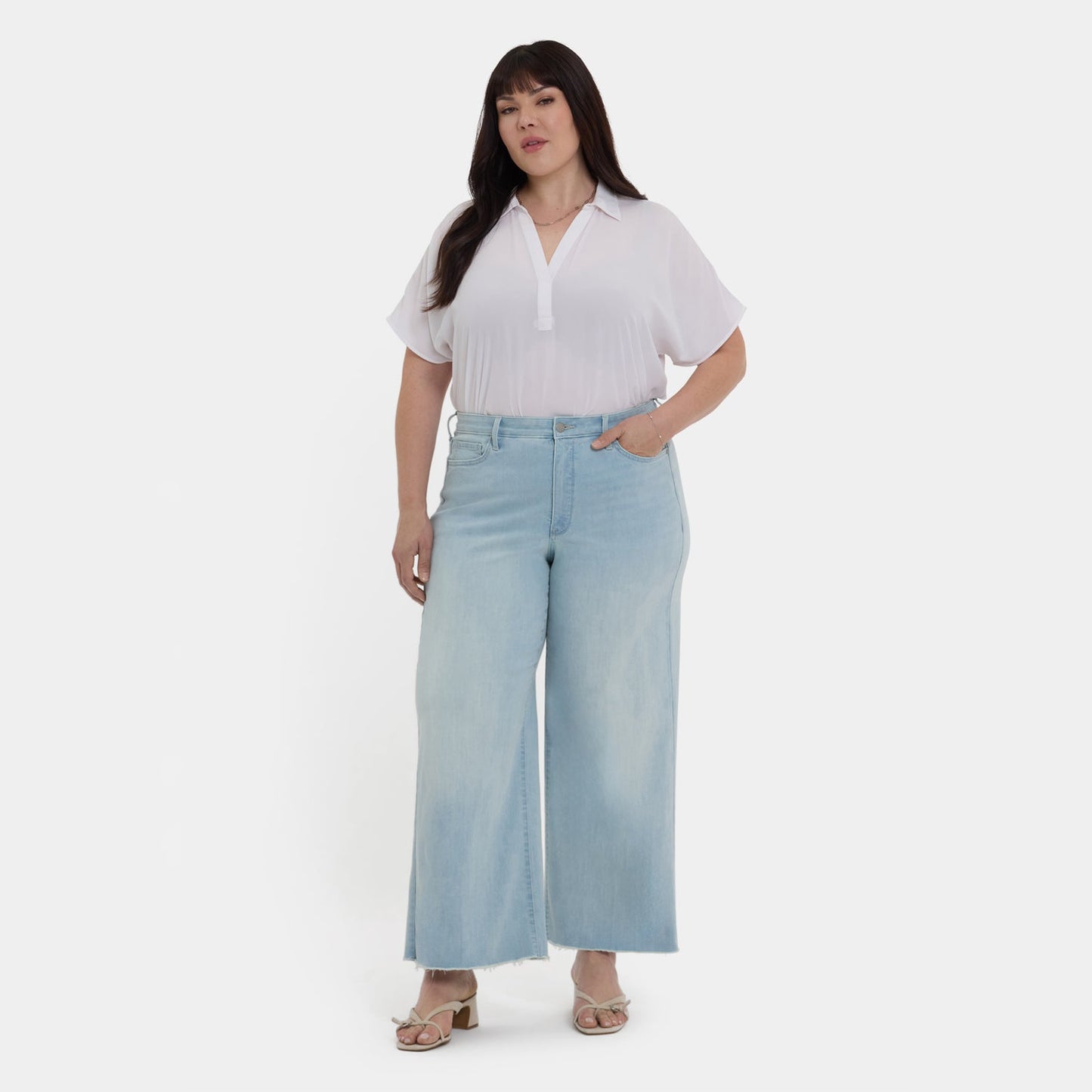 Brodi Wide Leg Ankle Jeans In Plus Size - Clear Waters