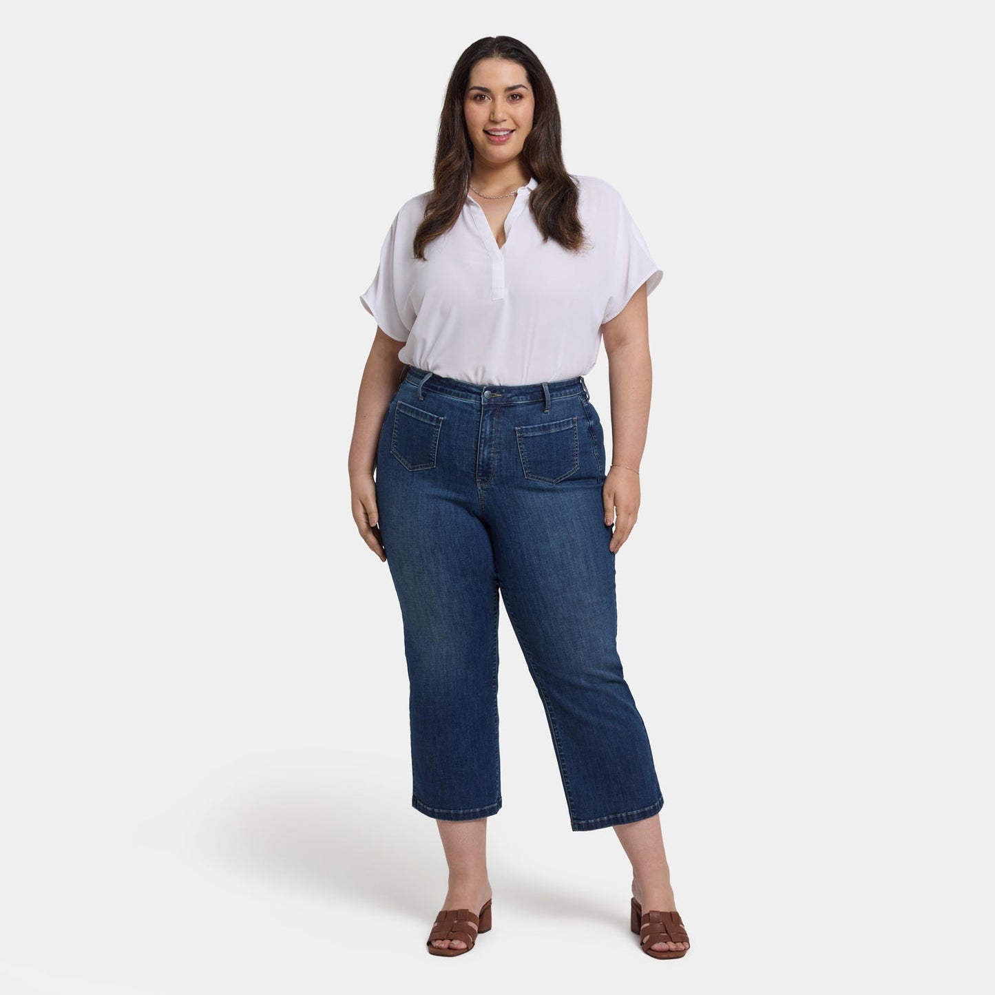 Coco Relaxed Wide Leg Crop Jeans In Plus Size - Rio Rapids