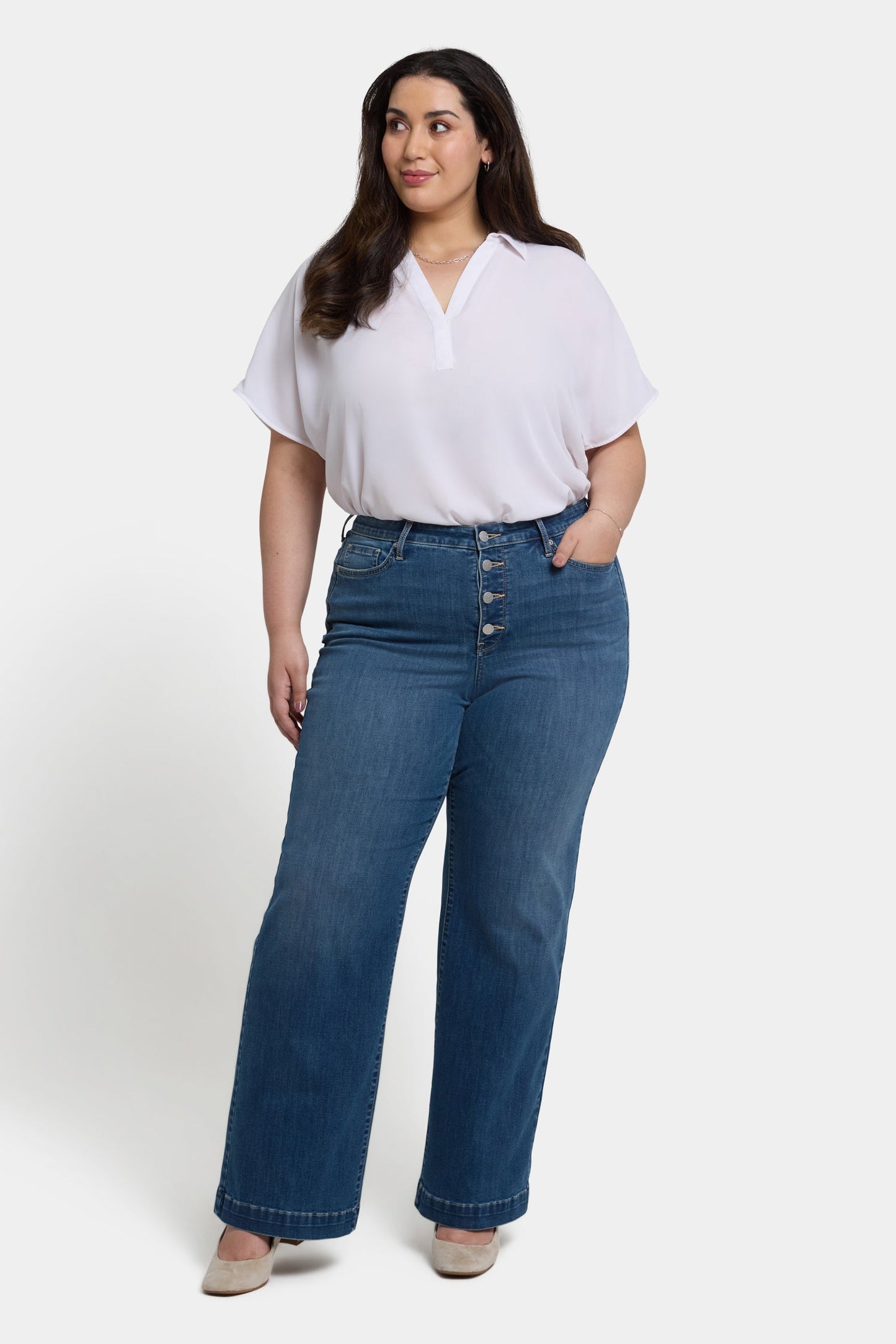 Teresa Wide Leg Jeans In Plus Size - Costa Brava