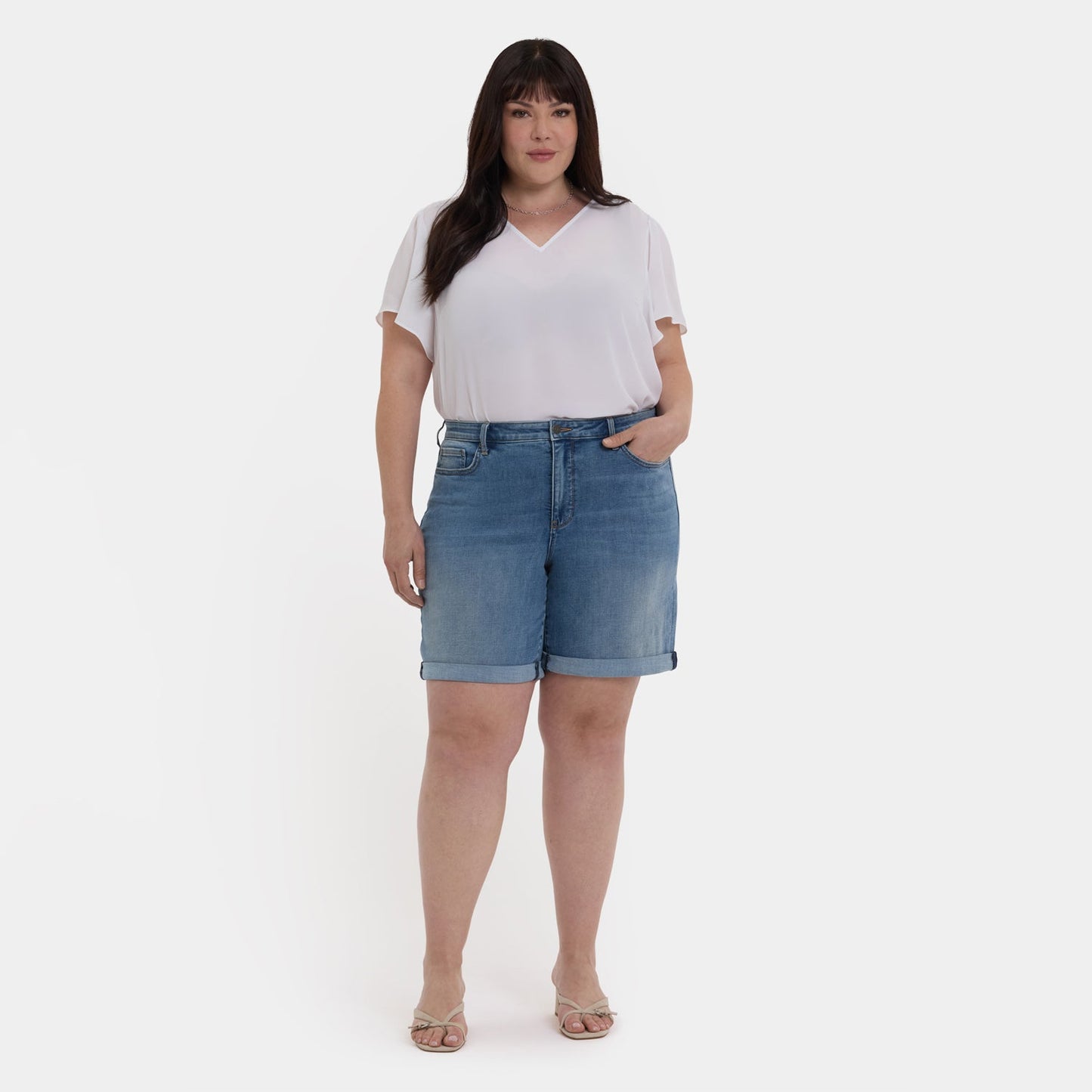 Diana Relaxed Denim Shorts In Plus Size - Barcelona Breeze