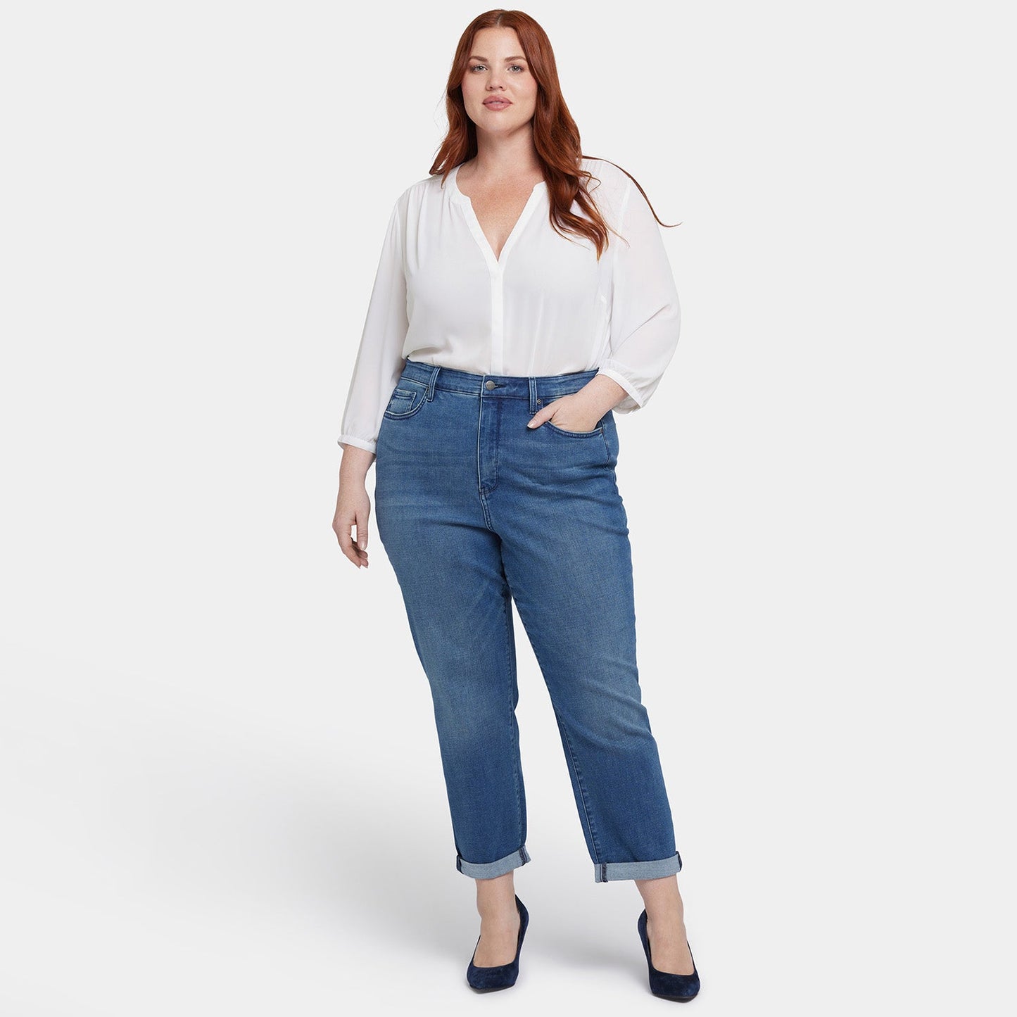 Margot Girlfriend Jeans In Plus Size - Cascade Wave