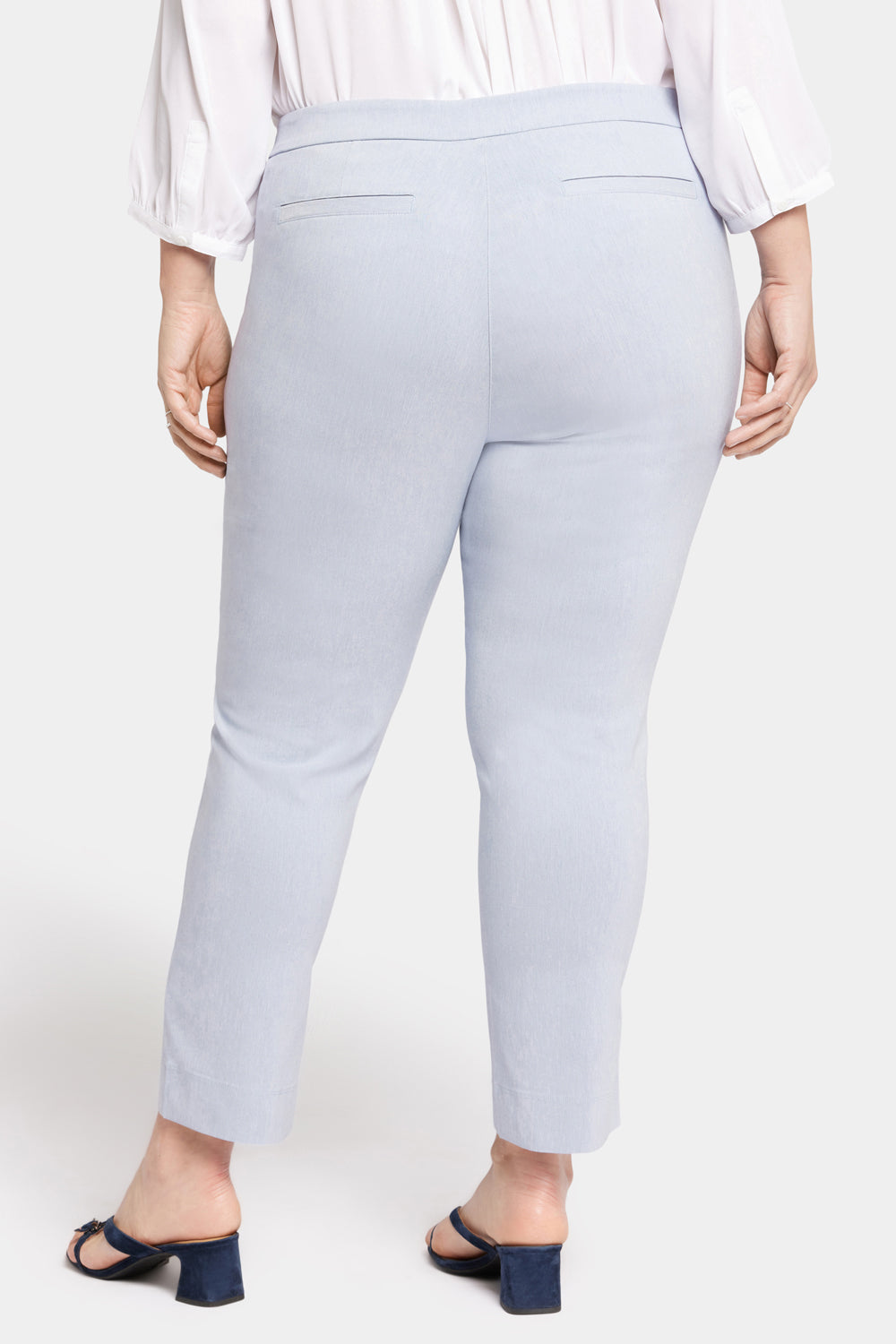 Slim Trouser Ankle Pants In Plus Size - Light Blue Heather