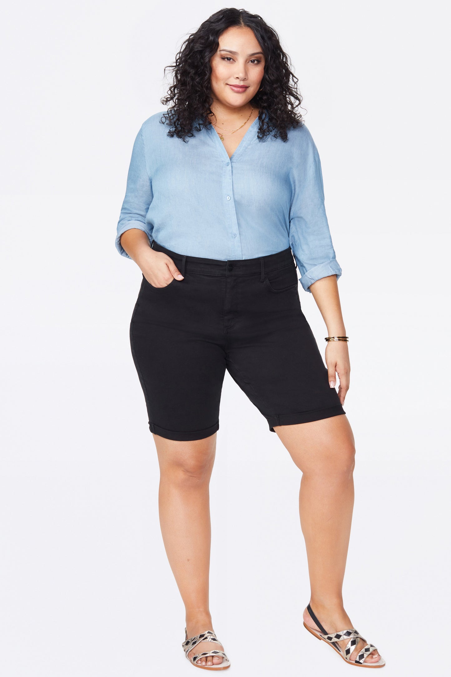 Briella 11 Inch Denim Shorts In Plus Size - Black