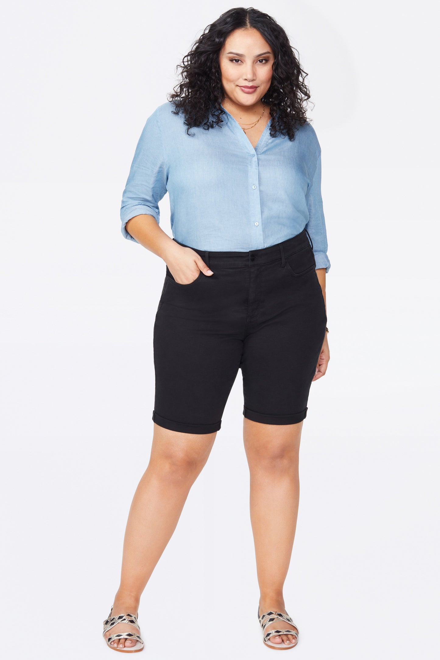 Briella 11 Inch Denim Shorts In Plus Size - Black
