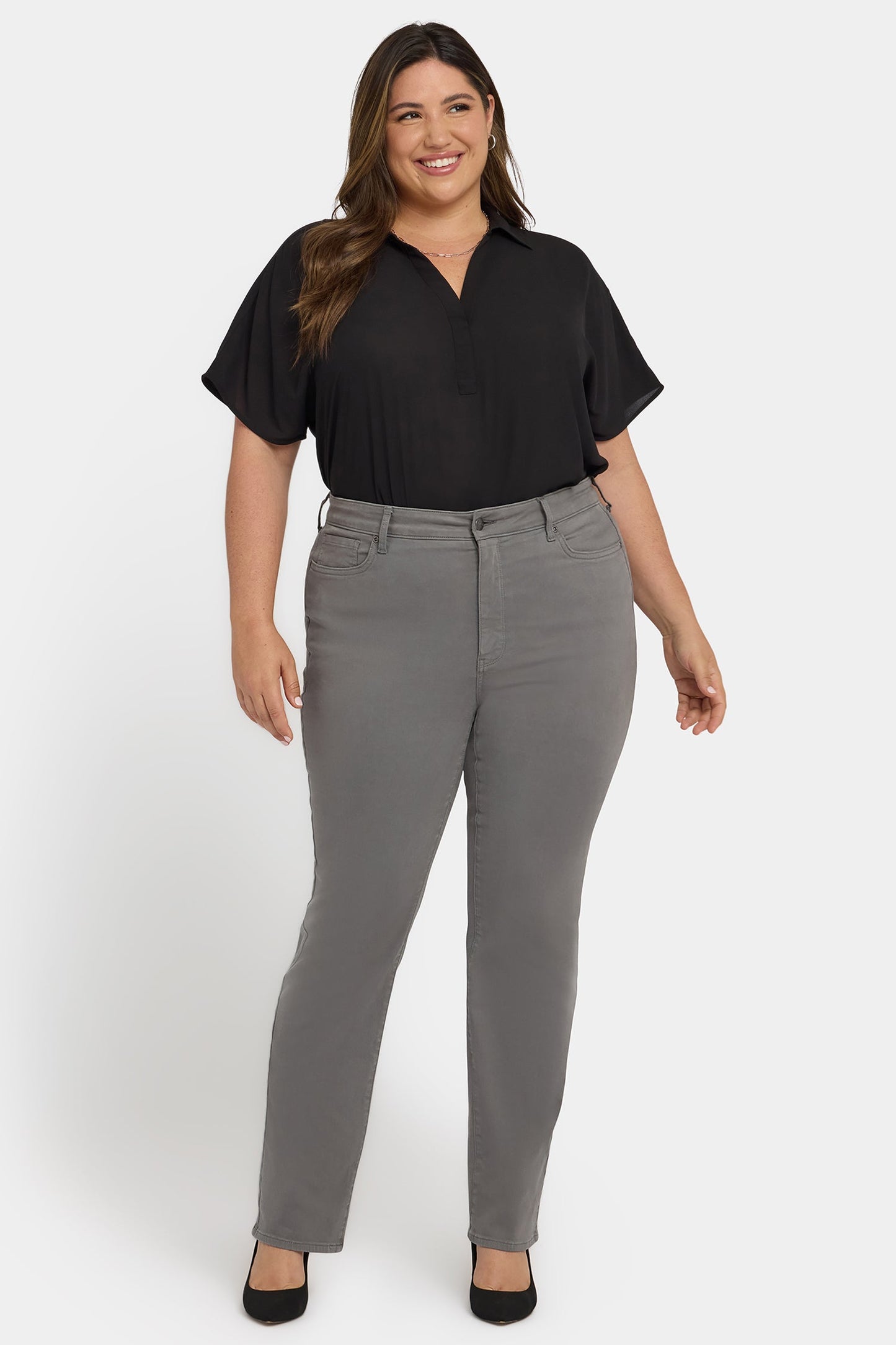 Marilyn Straight Jeans In Plus Size - Lunar Stone