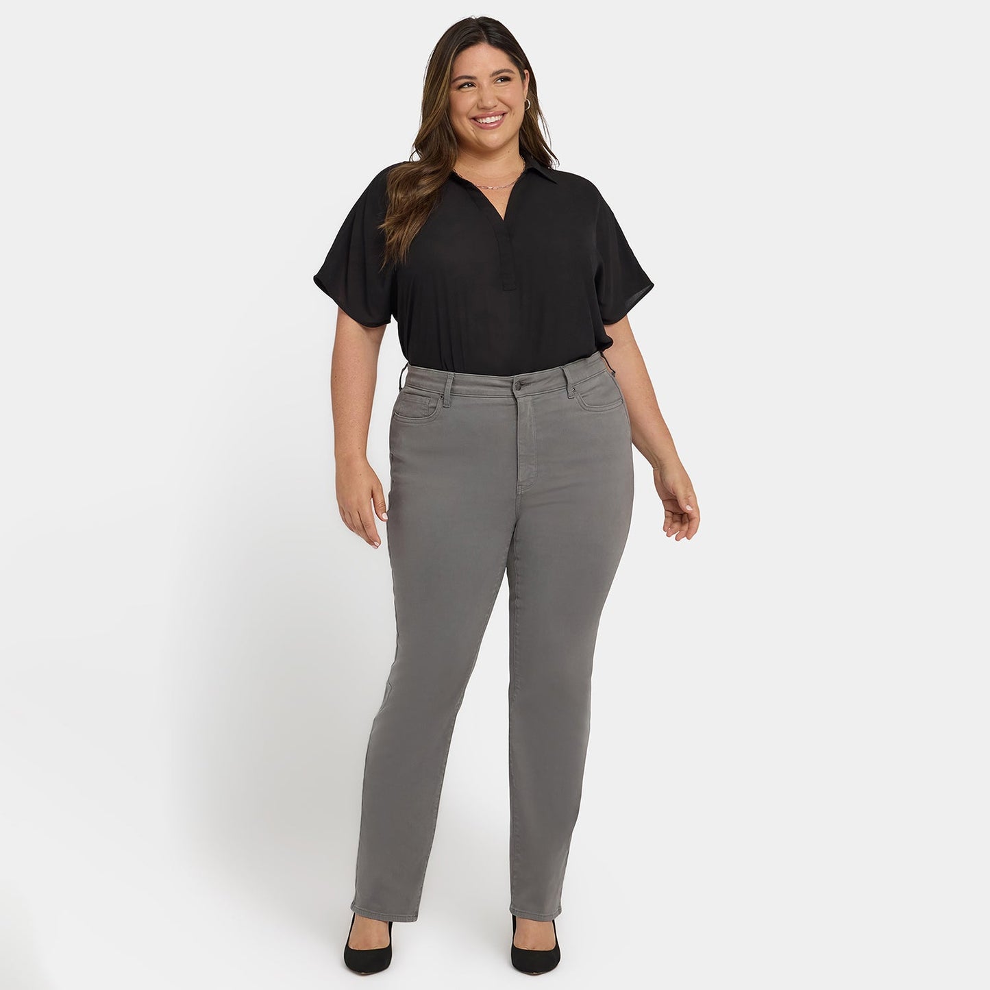 Marilyn Straight Jeans In Plus Size - Lunar Stone