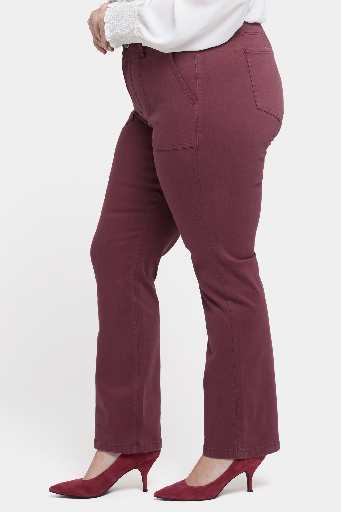 Marilyn Straight Jeans In Plus Size - Dark Cherry