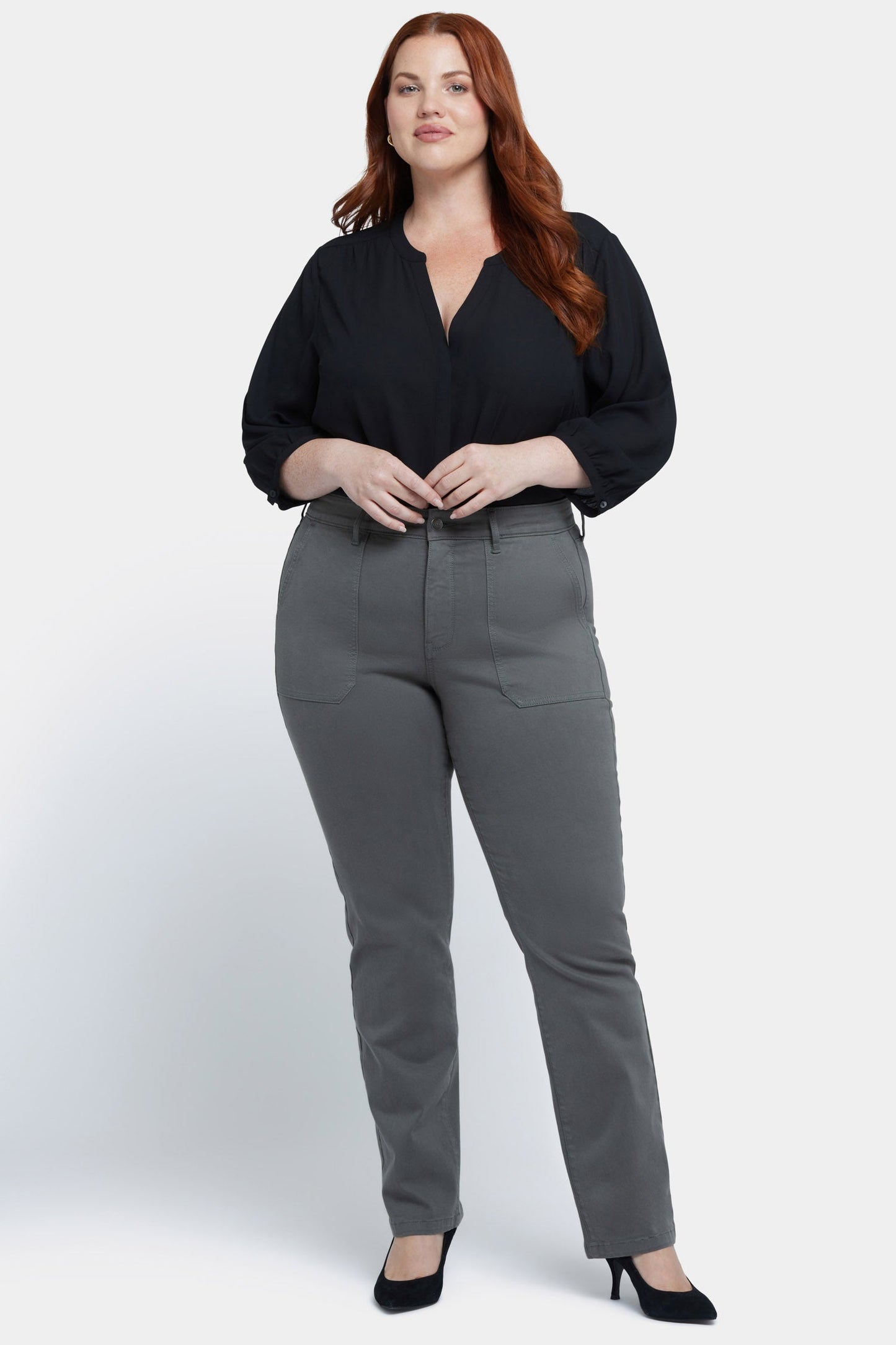 Marilyn Straight Jeans In Plus Size - Vine Leaf