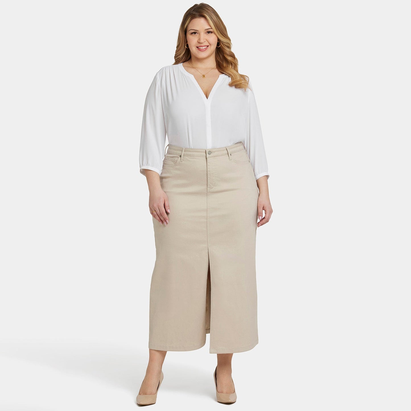 High Rise Long Skirt In Plus Size - Feather