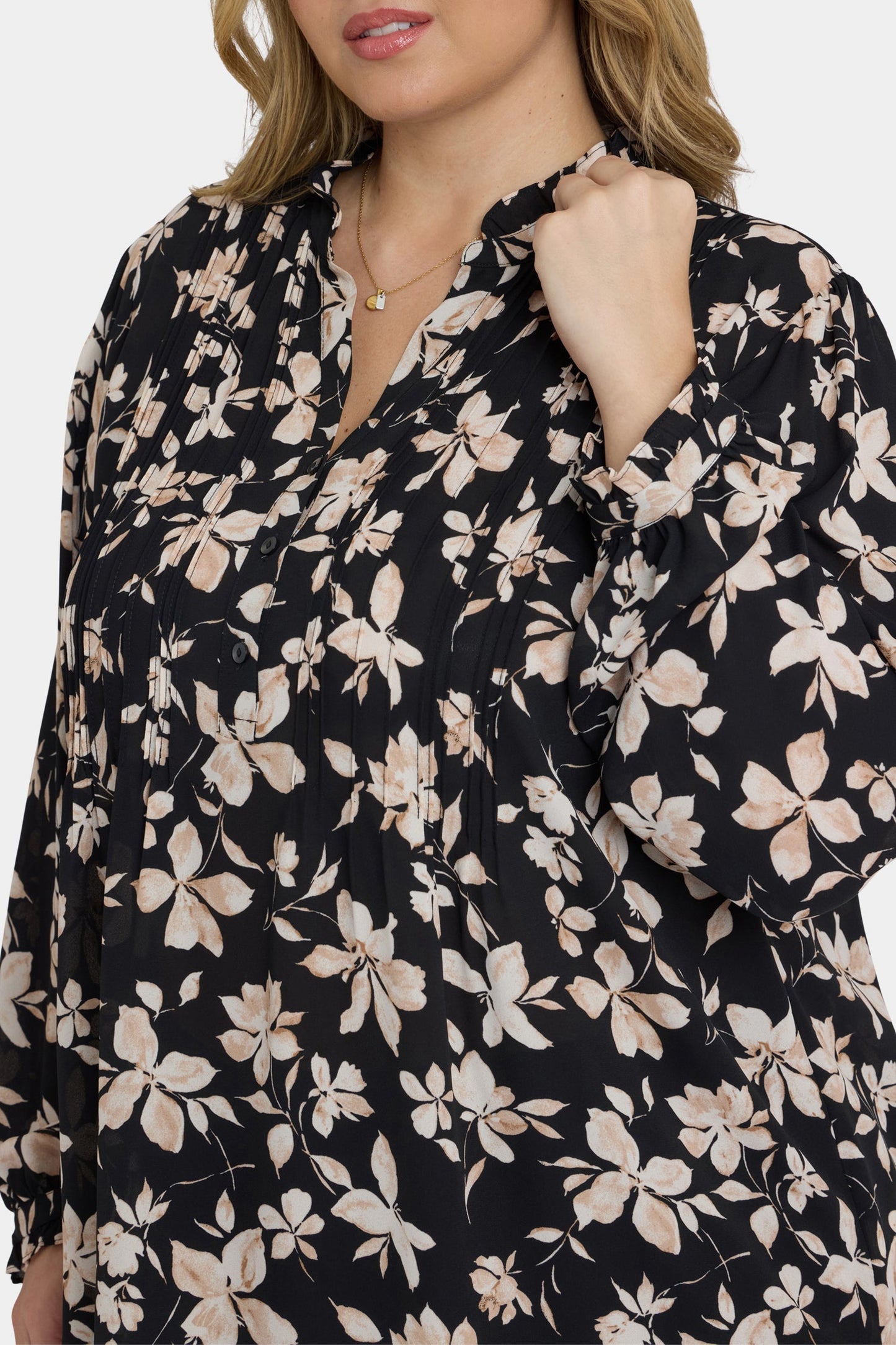 Pleated Front Tunic In Plus Size - Claudette