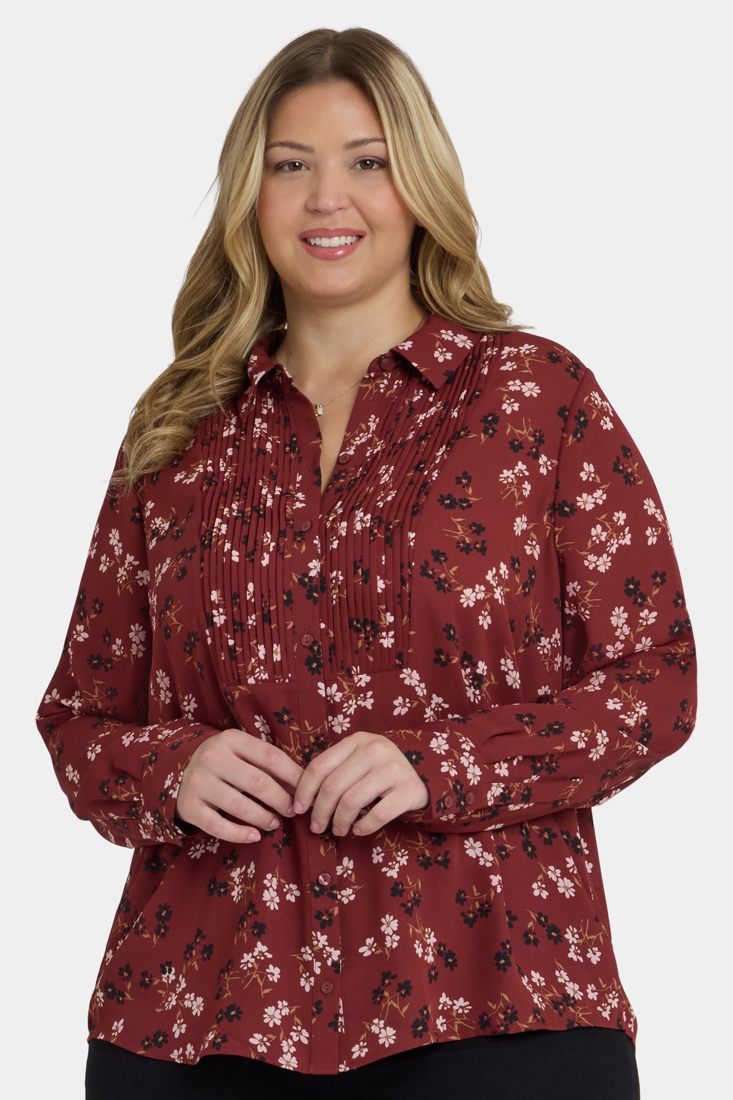 Tuxedo Blouse In Plus Size - Bienvenue
