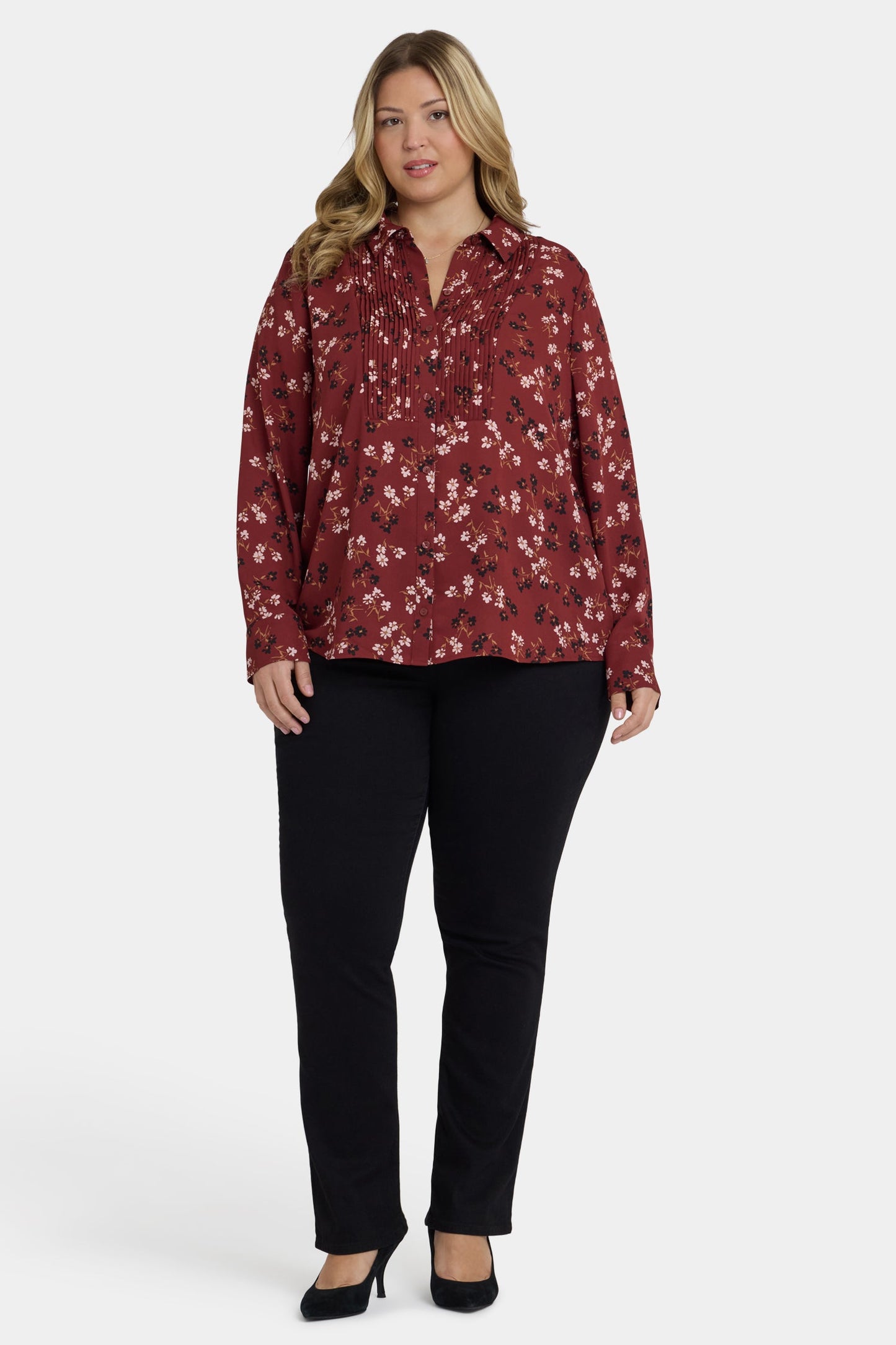 Tuxedo Blouse In Plus Size - Bienvenue