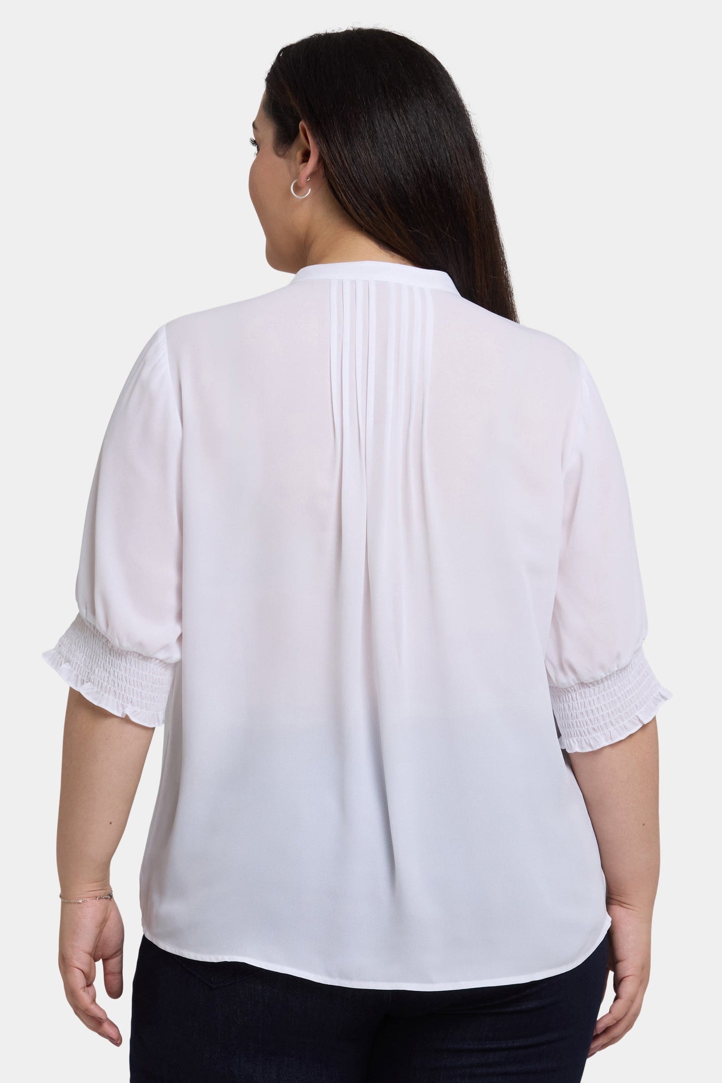 Pleated Short Sleeved Blouse In Plus Size - Optic White