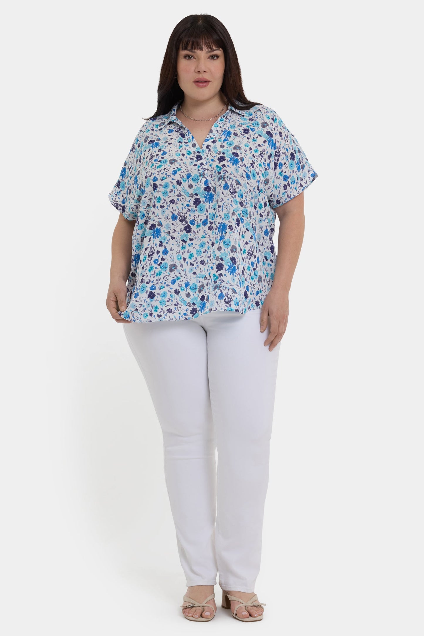 Becky Short Sleeved Blouse In Plus Size - Jimena Garden