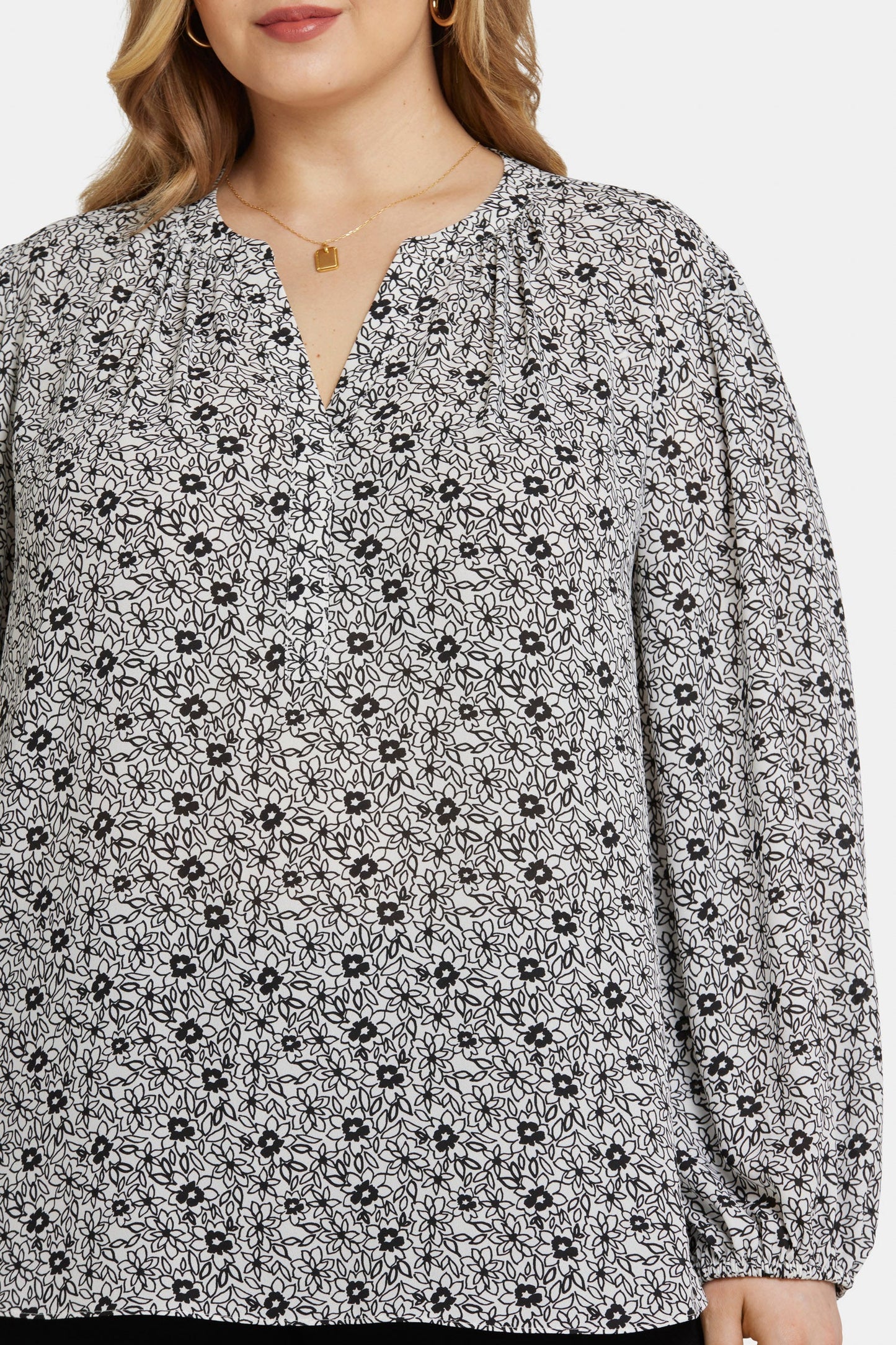 Puff Sleeve Popover Top In Plus Size - Adriana