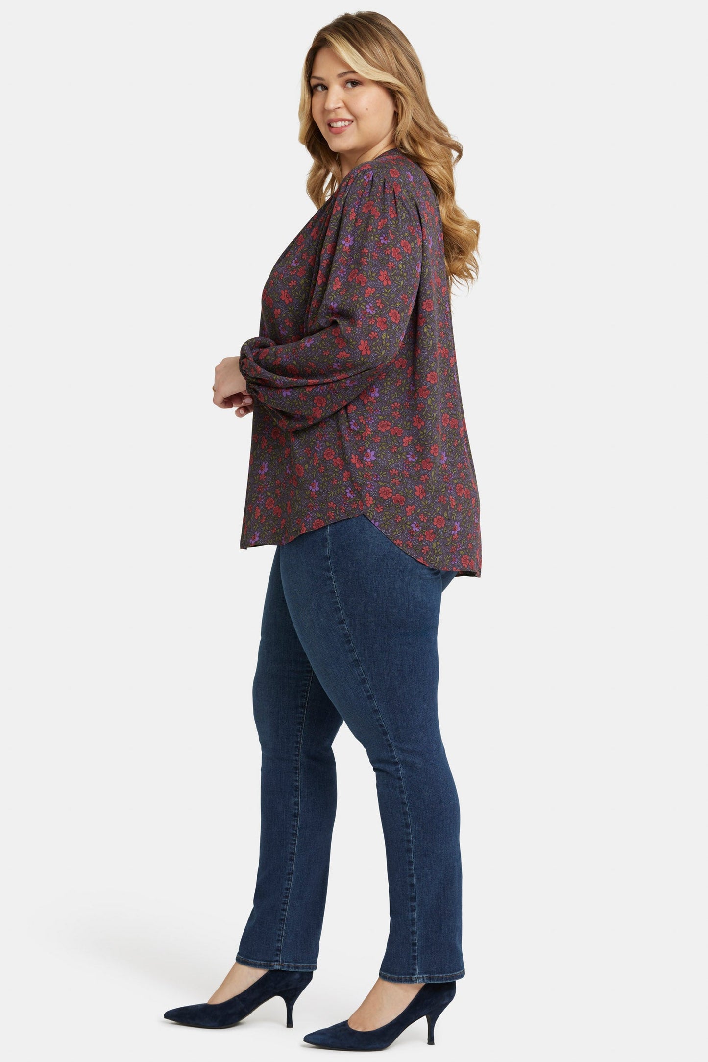 Puff Sleeve Popover Top In Plus Size - Matilde Meadow