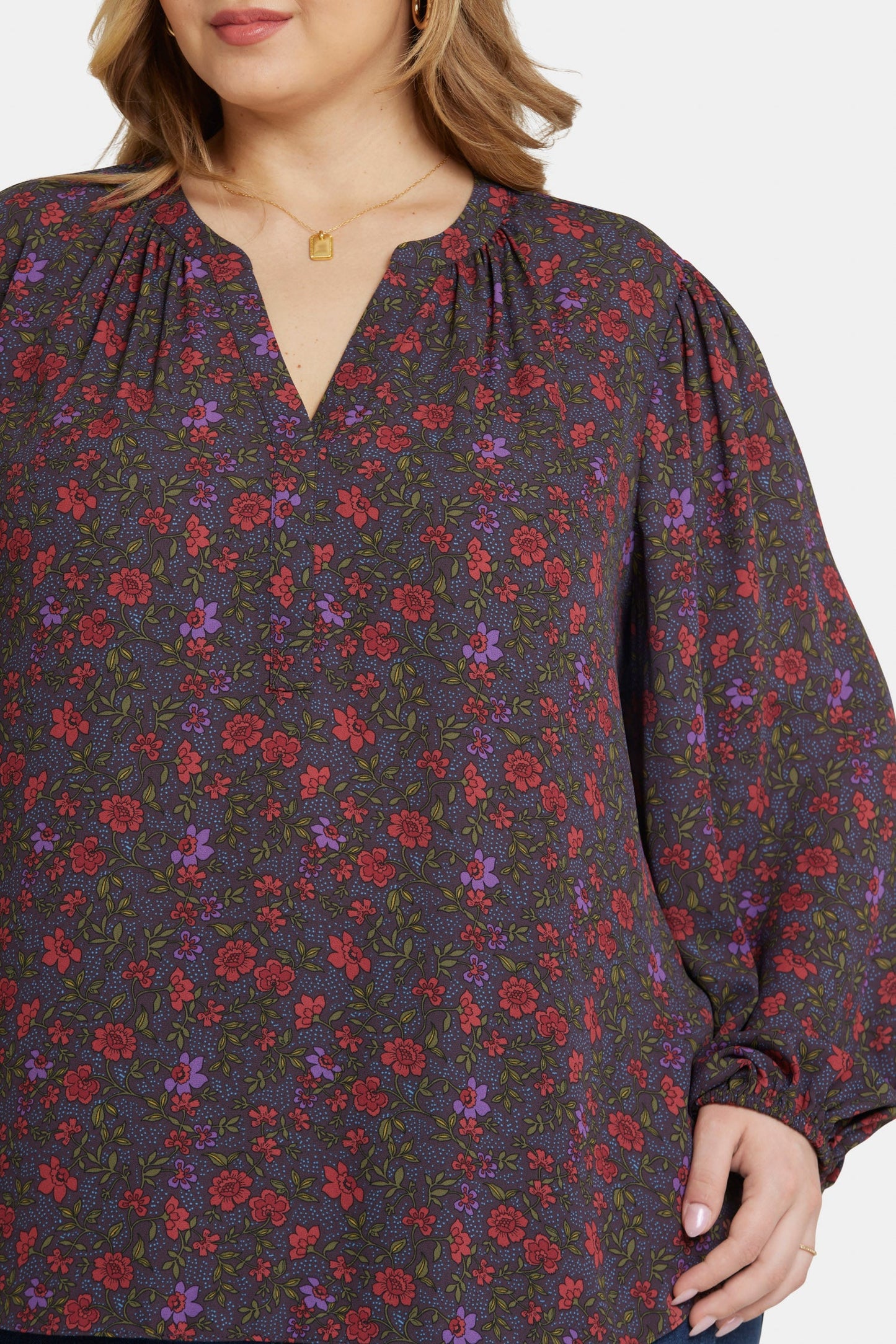 Puff Sleeve Popover Top In Plus Size - Matilde Meadow