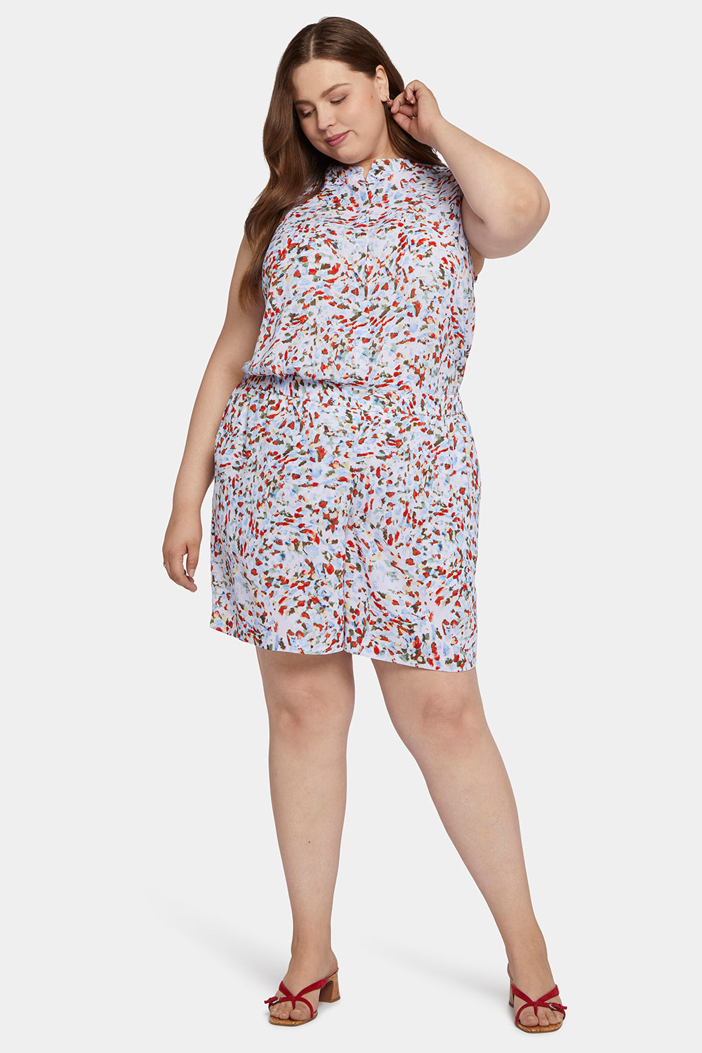 Mandarin Blouse And Short Set In Plus Size - Artesia