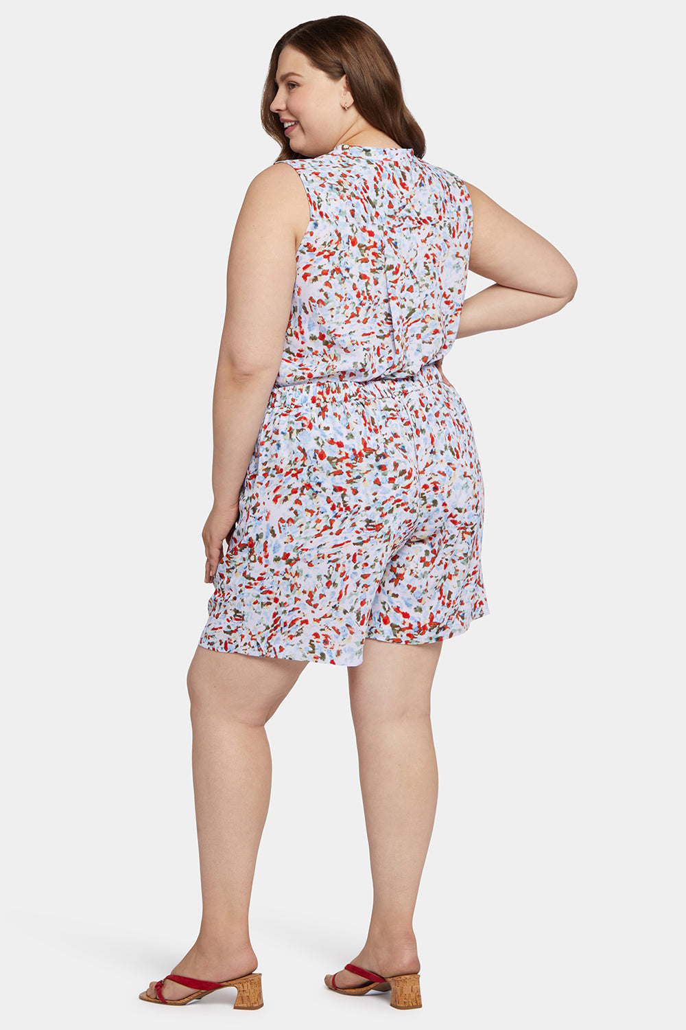 Mandarin Blouse And Short Set In Plus Size - Artesia