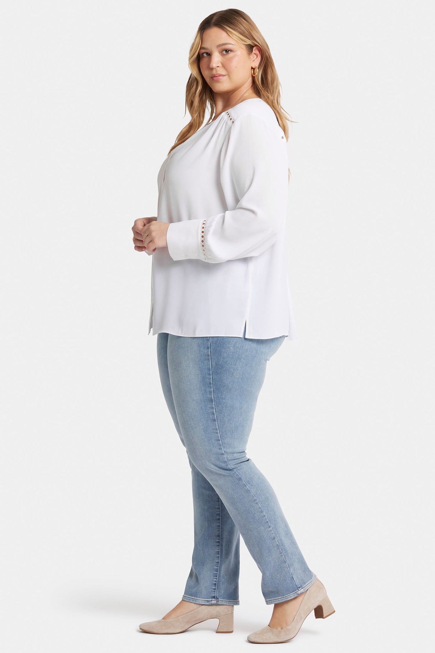 Liliana Peasant Blouse In Plus Size - Optic White