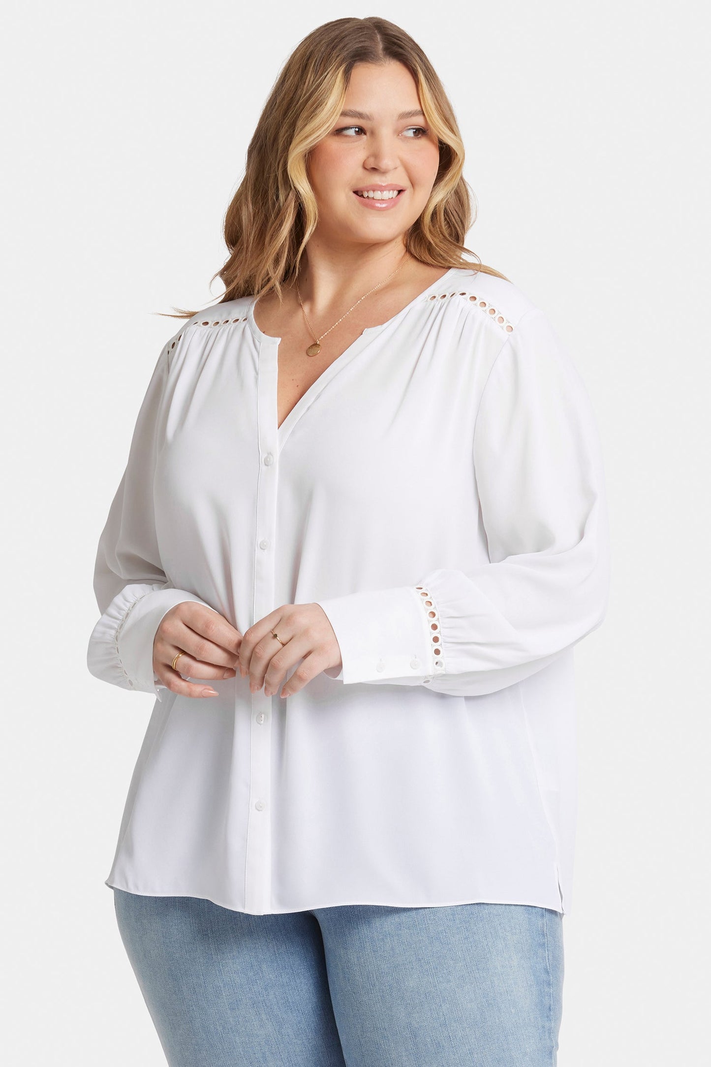 Liliana Peasant Blouse In Plus Size - Optic White
