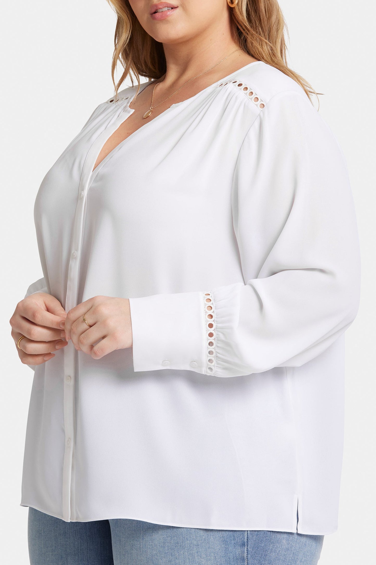Liliana Peasant Blouse In Plus Size - Optic White