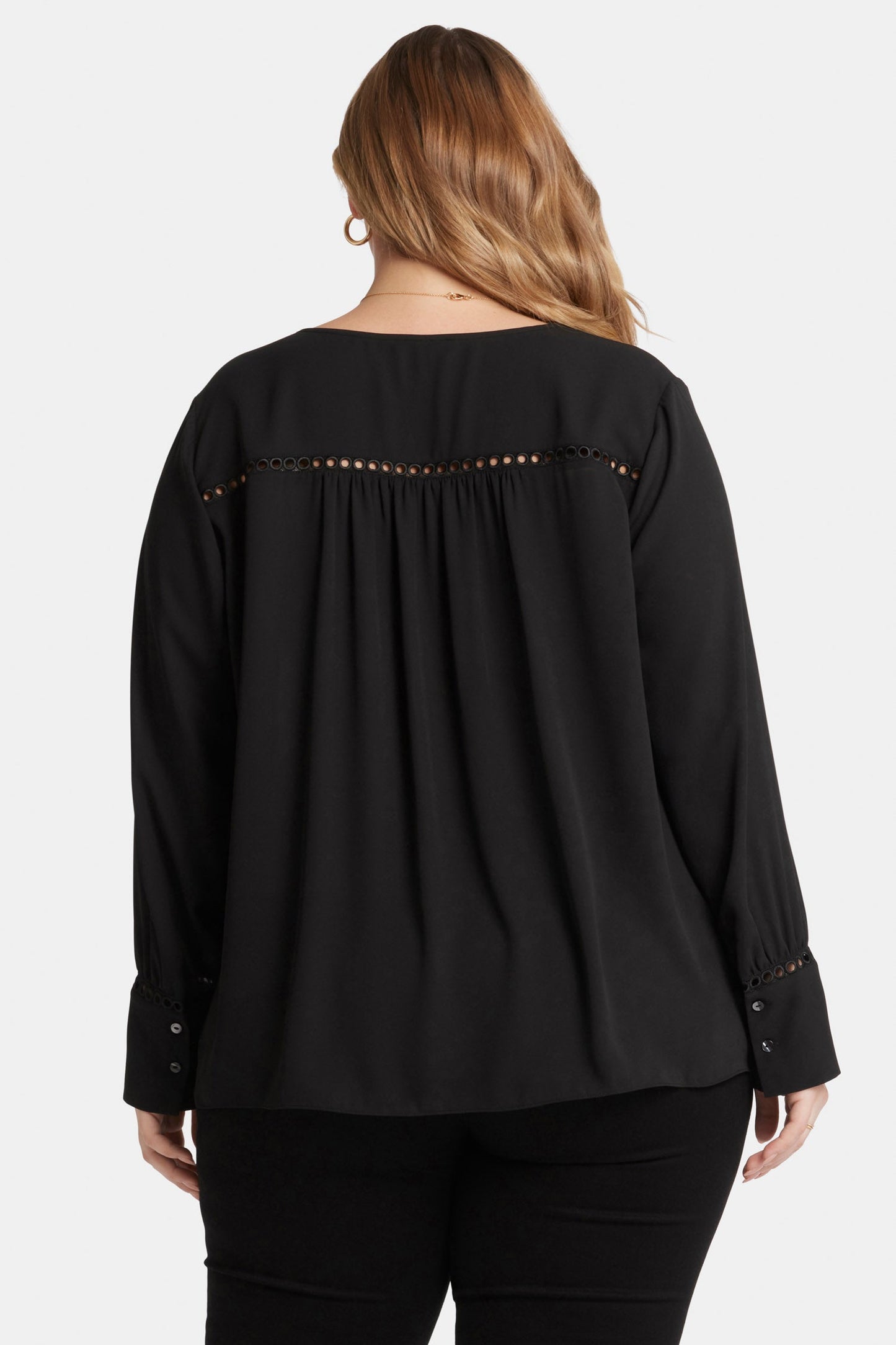 Liliana Peasant Blouse In Plus Size - Black