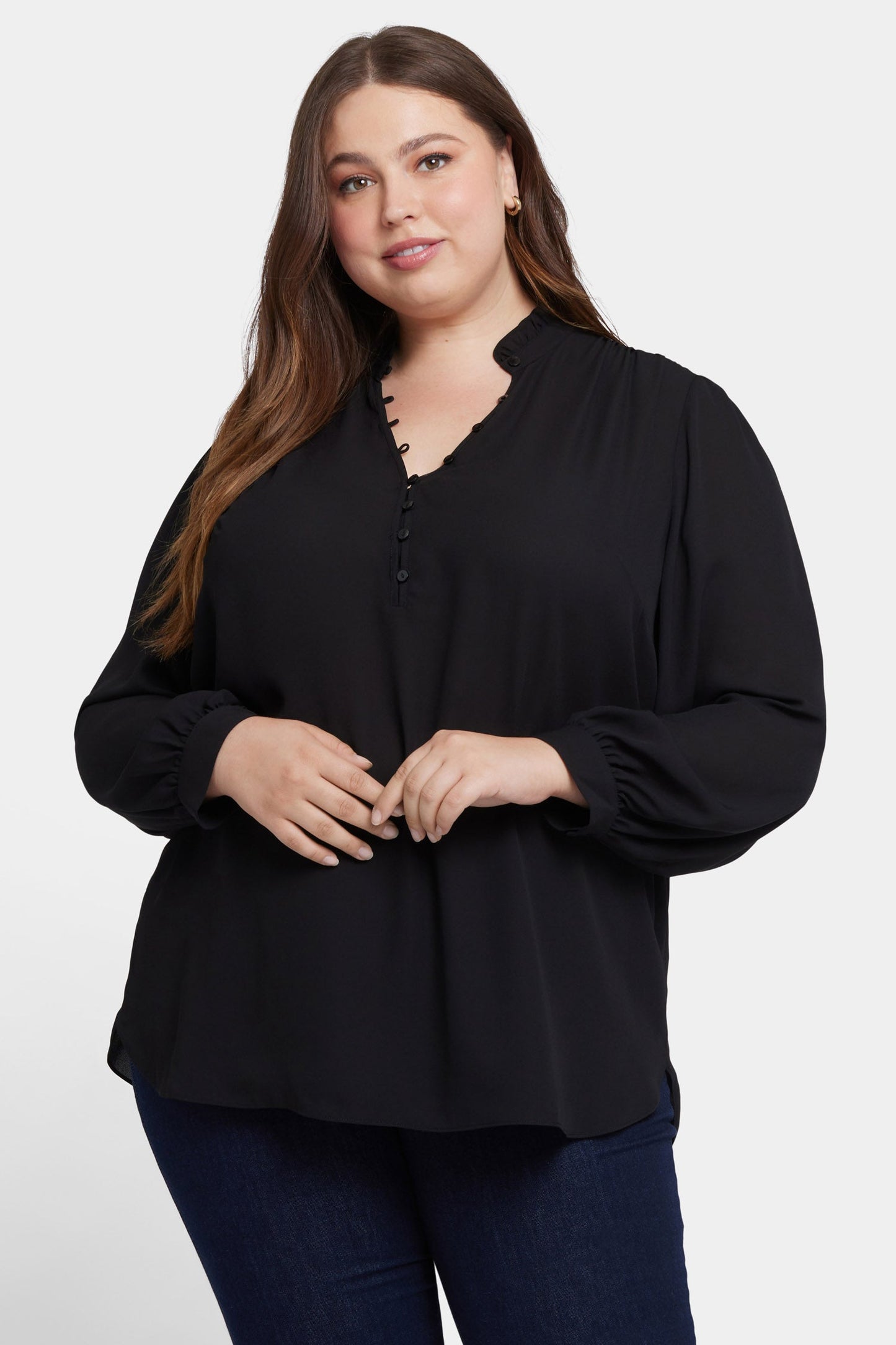 Hannah Blouse In Plus Size - Black