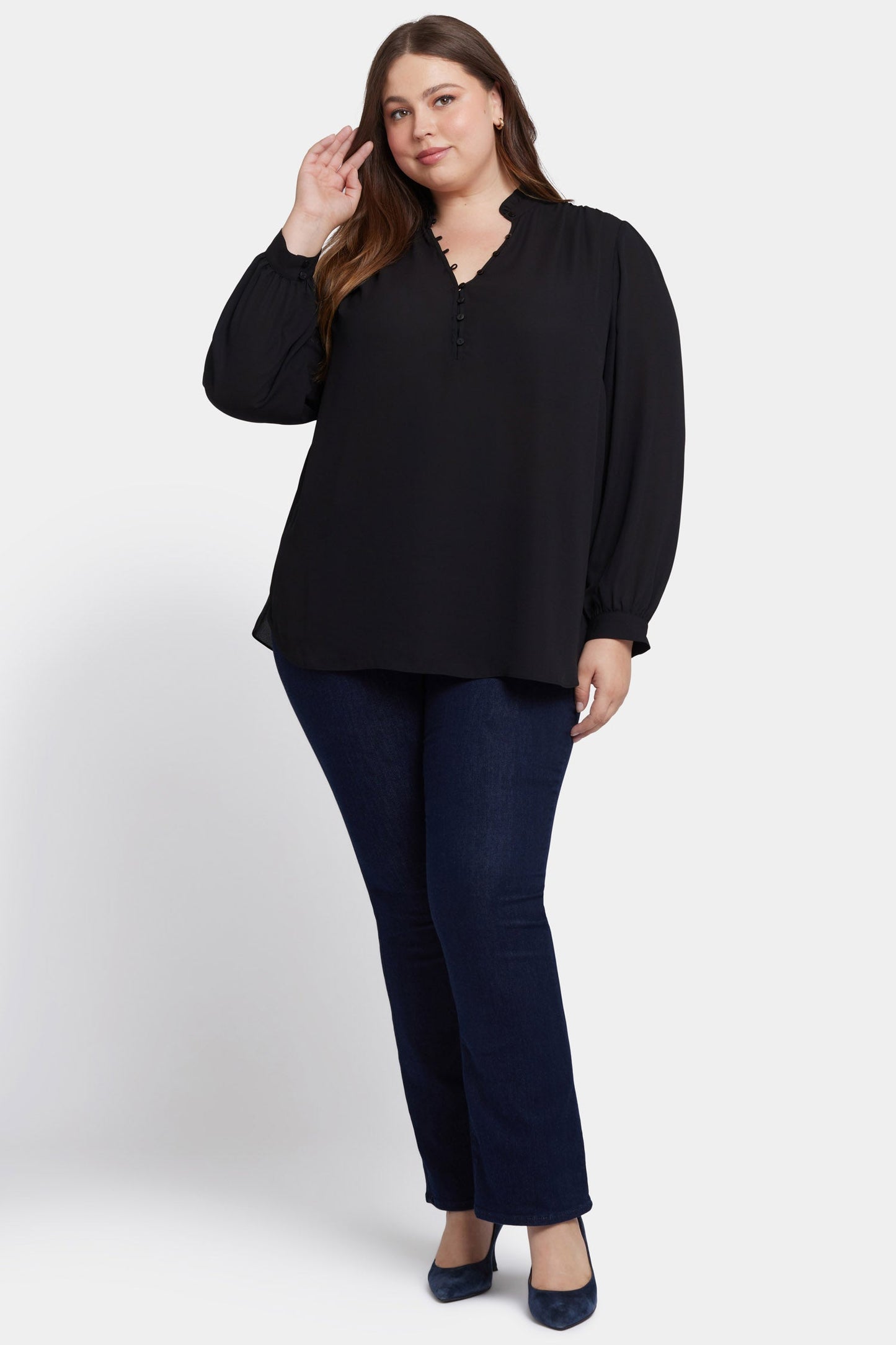 Hannah Blouse In Plus Size - Black