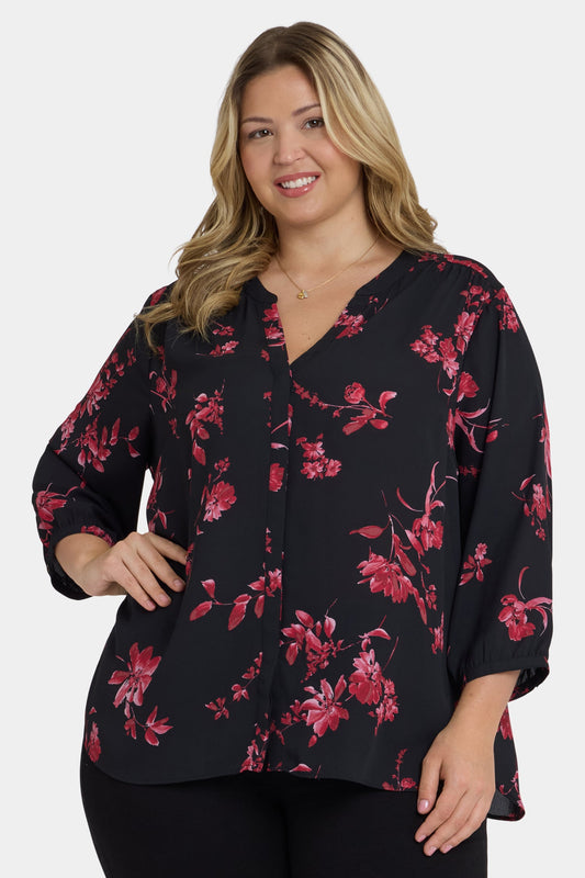 Pintuck Blouse In Plus Size - Vivienne