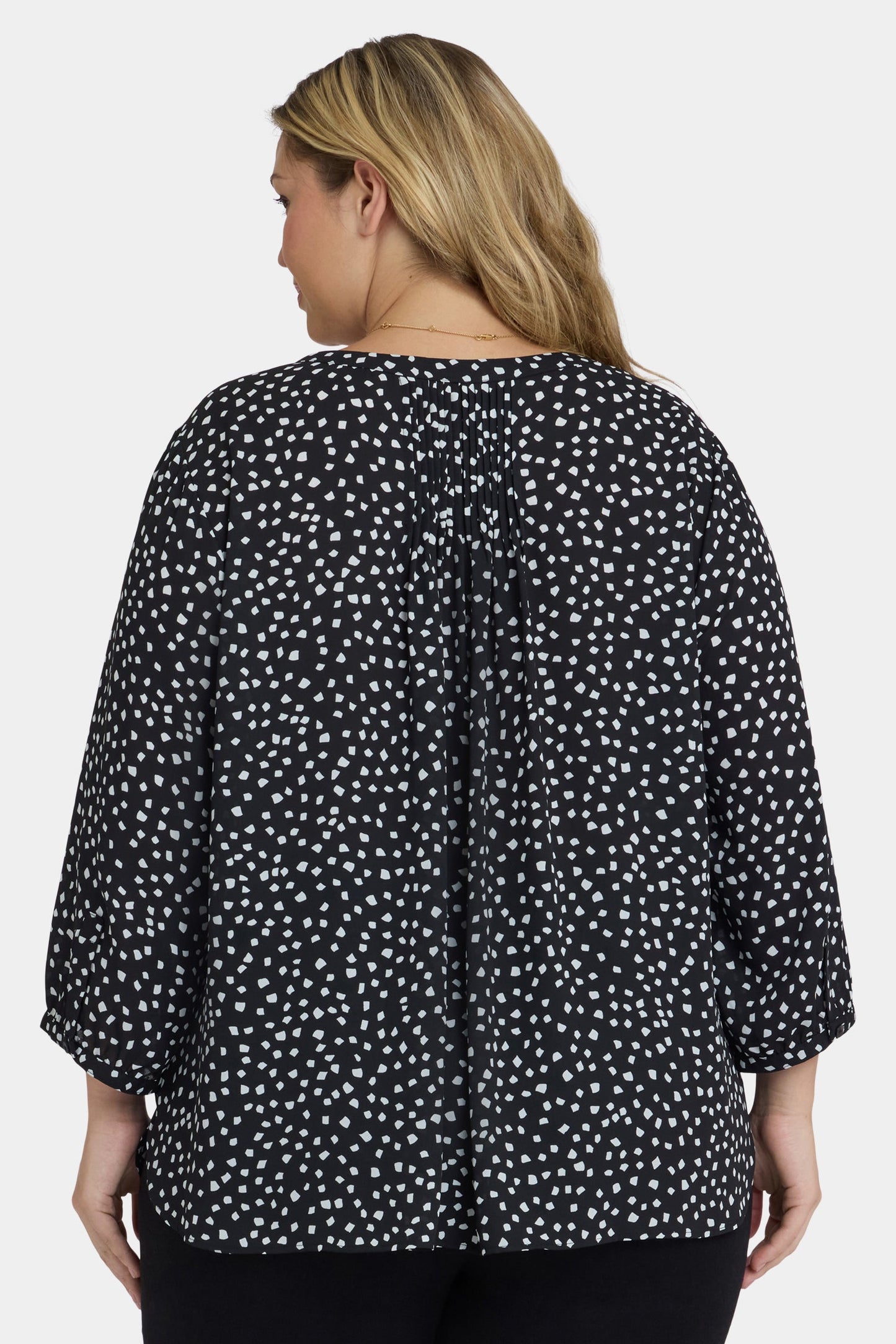 Pintuck Blouse In Plus Size - Francoise Dots
