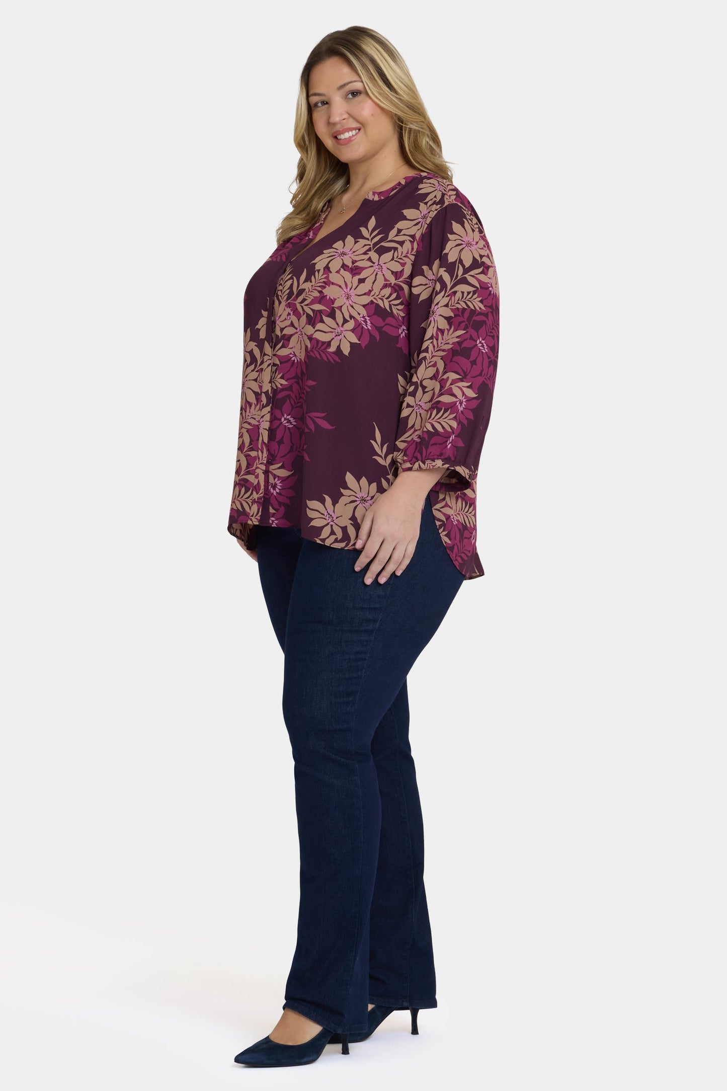 Pintuck Blouse In Plus Size - Bonne Nouvelle