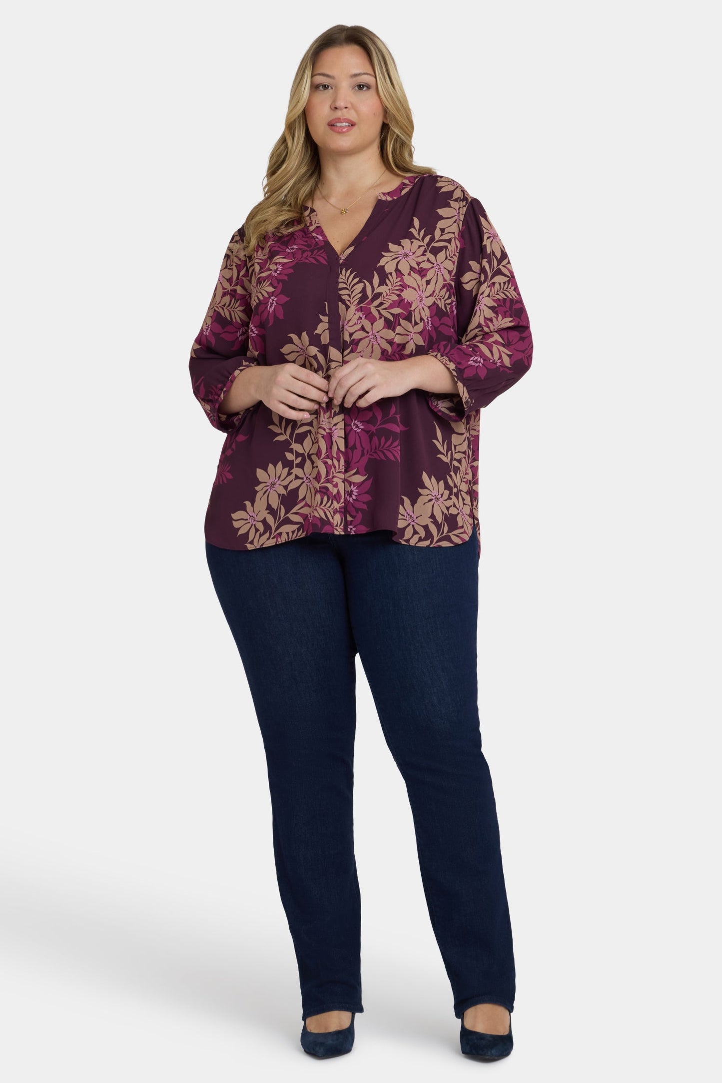 Pintuck Blouse In Plus Size - Bonne Nouvelle
