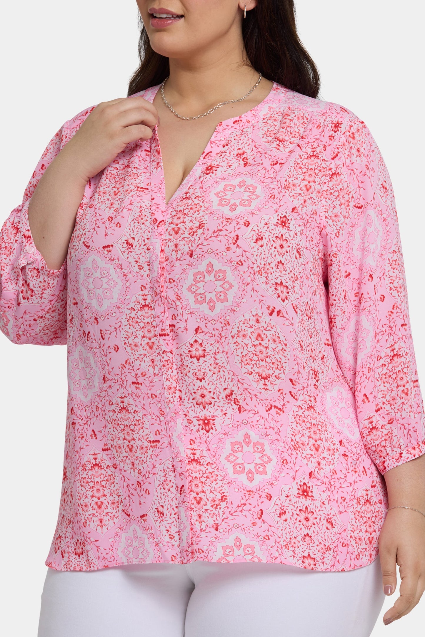 Pintuck Blouse In Plus Size - Isla Magica