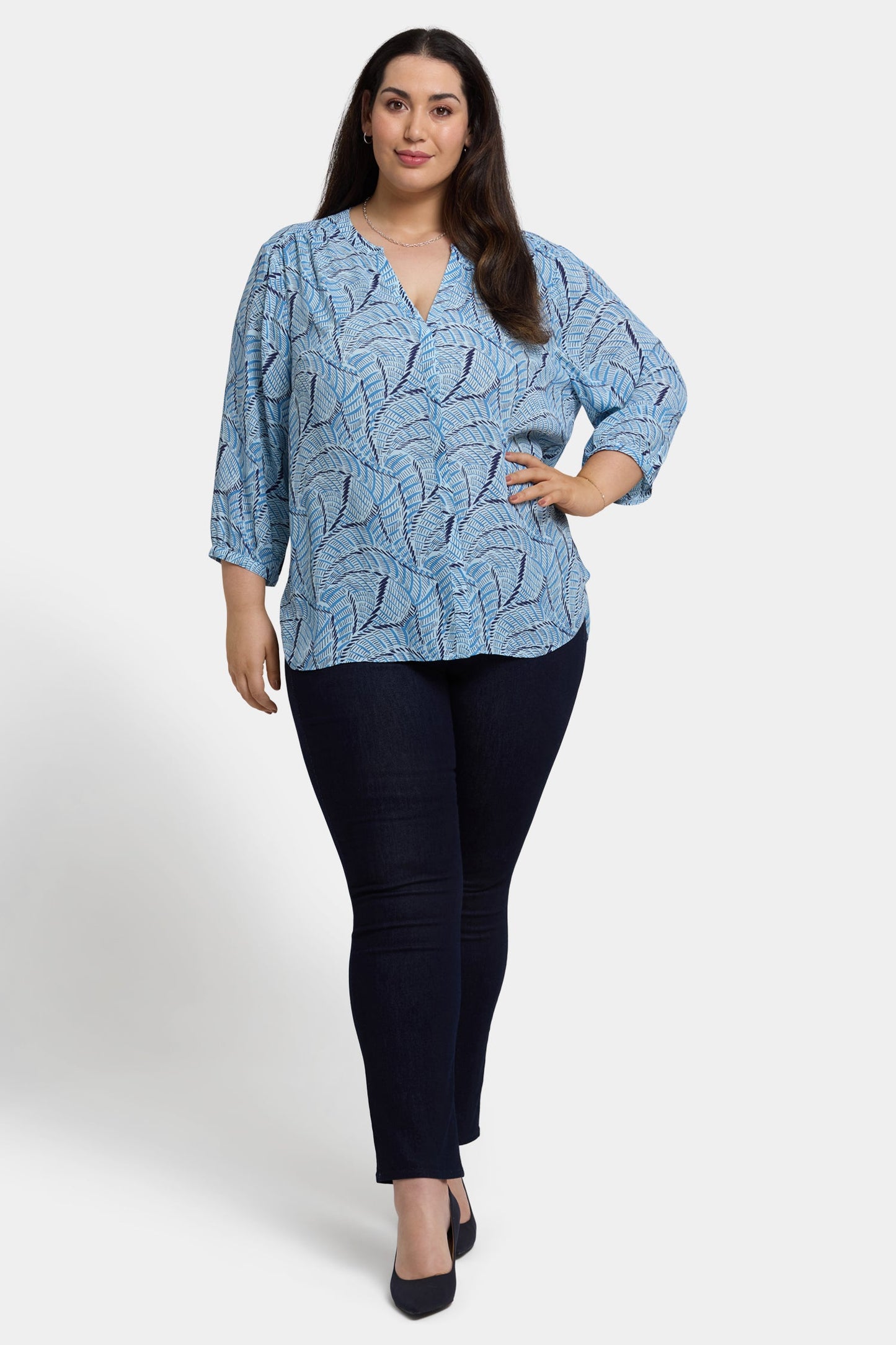 Pintuck Blouse In Plus Size - La Serena