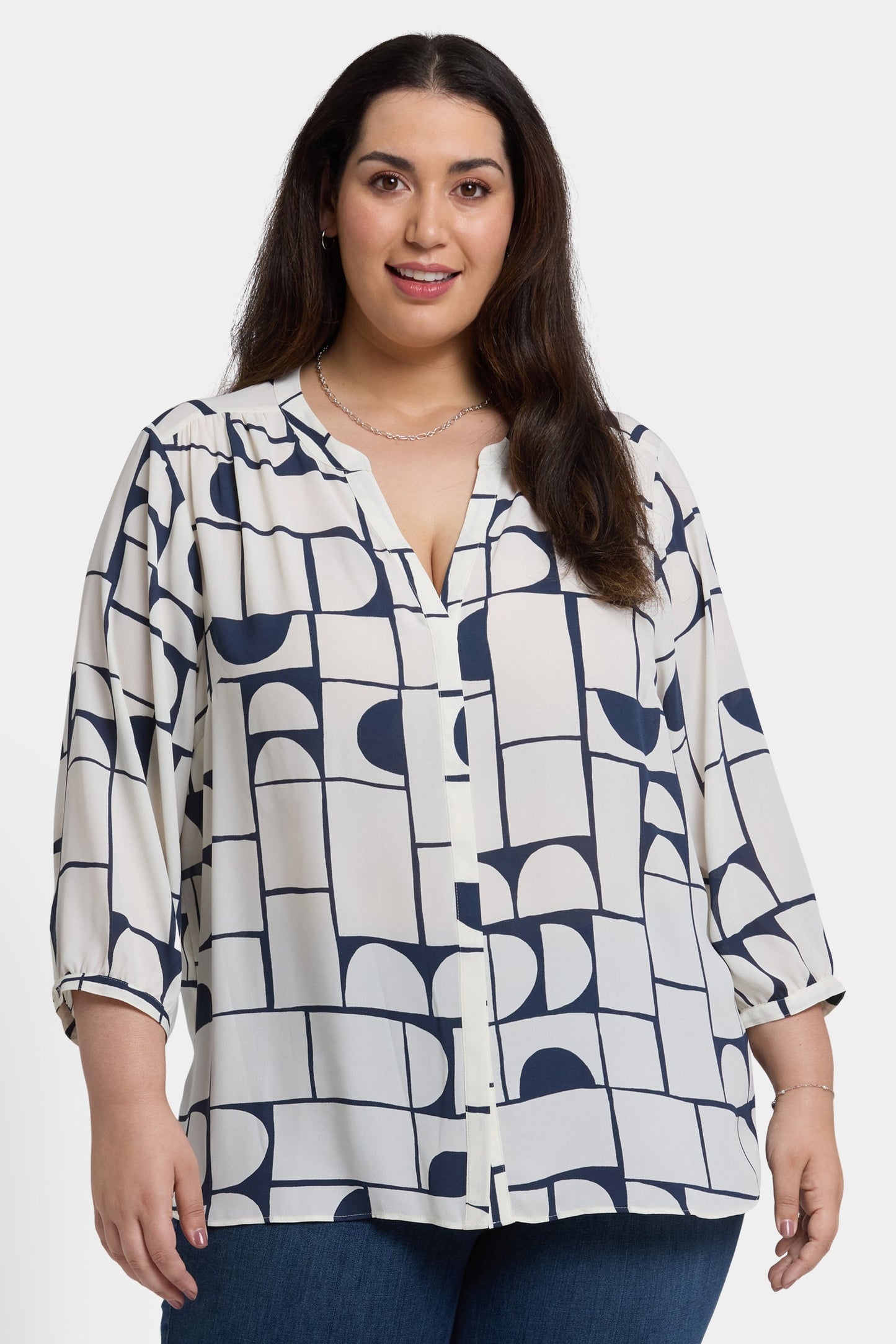 Pintuck Blouse In Plus Size - Campo Das Cortes