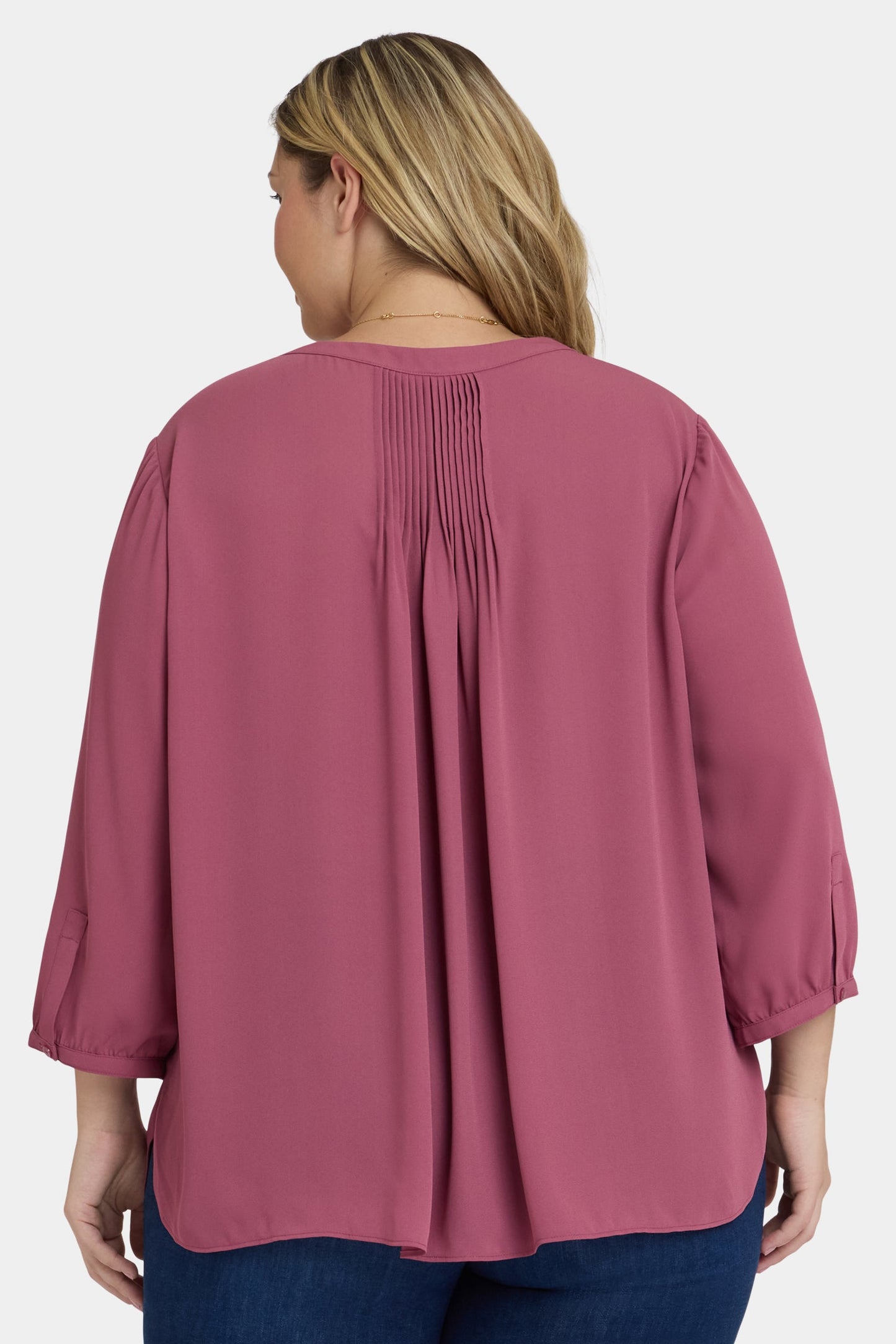 Pintuck Blouse In Plus Size - Vintage Rose