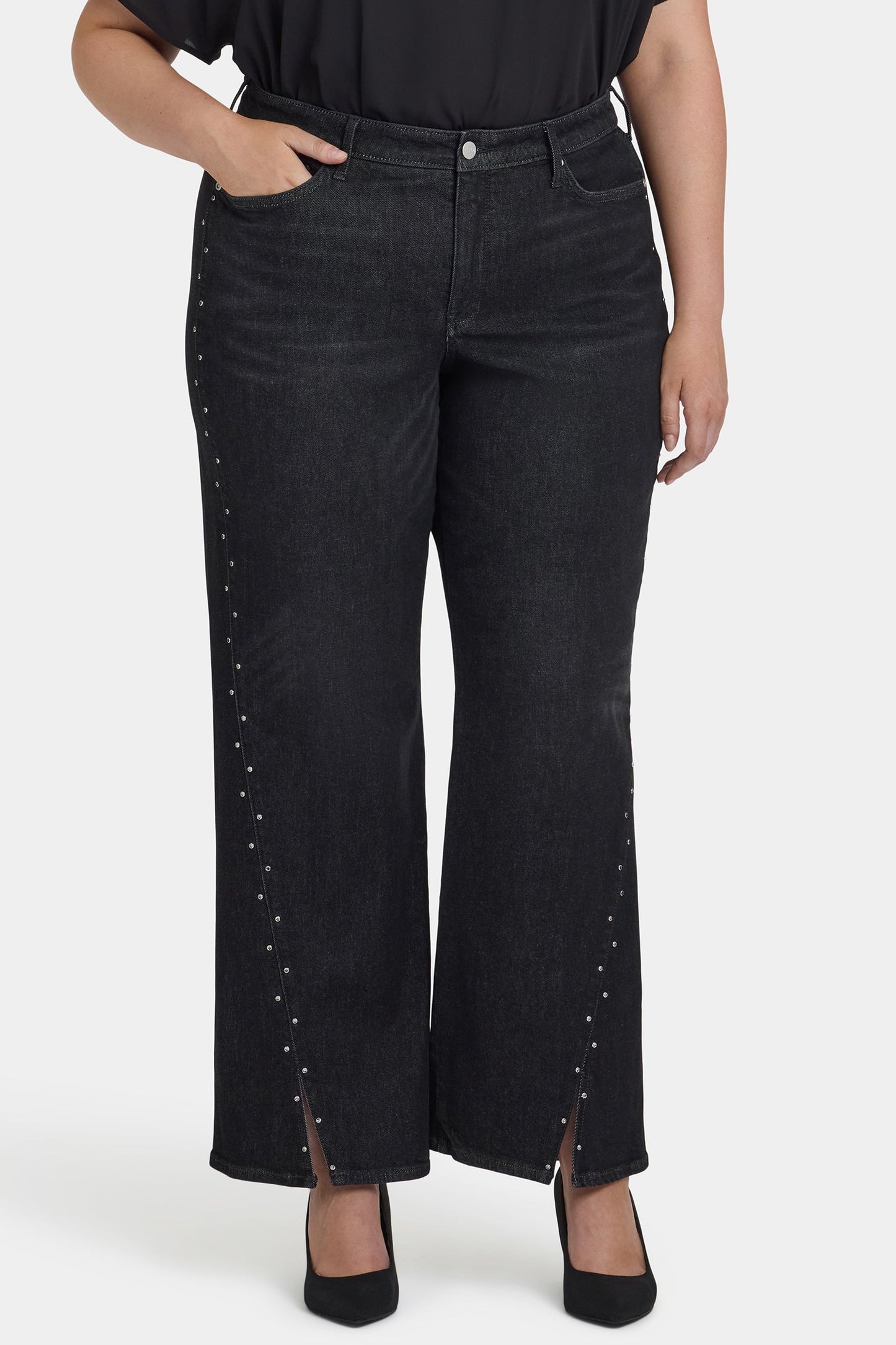 Teresa Wide Leg Jeans In Plus Size - French Nightfall
