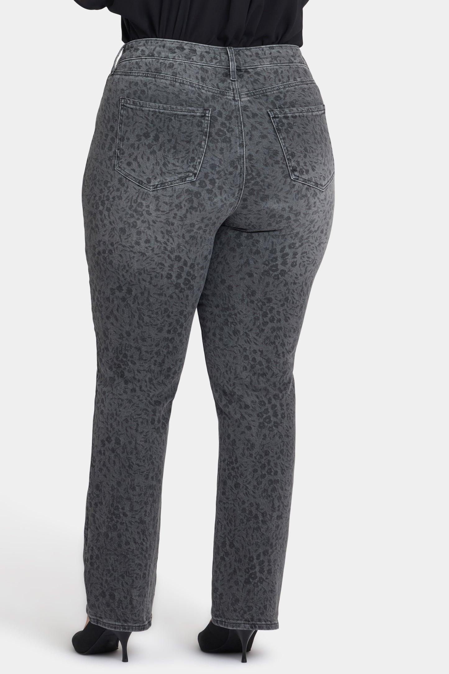 Marilyn Straight Jeans In Plus Size - Grey Daniela Ditsy