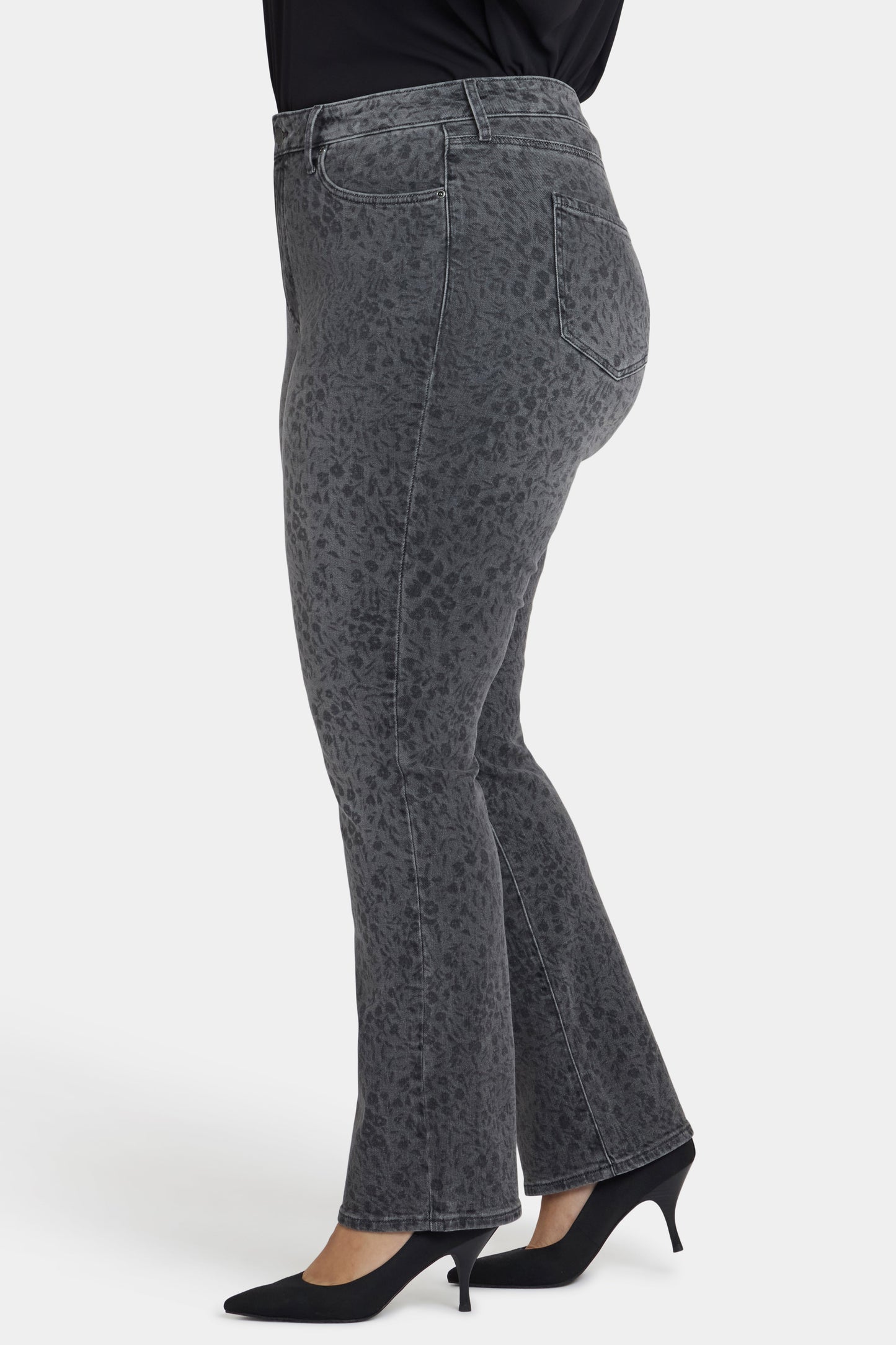 Marilyn Straight Jeans In Plus Size - Grey Daniela Ditsy