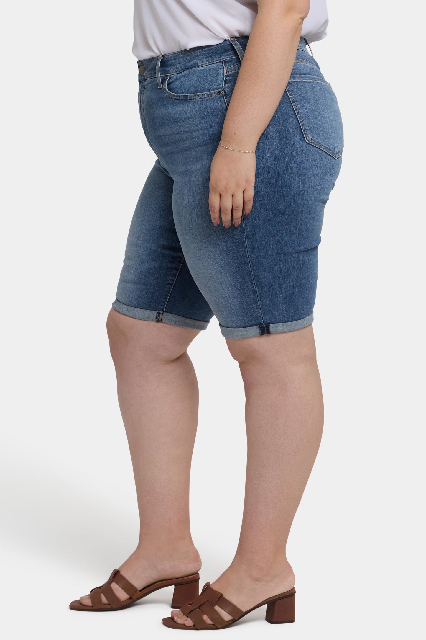 Briella 11 Inch Denim Shorts In Plus Size - Barcelona Breeze