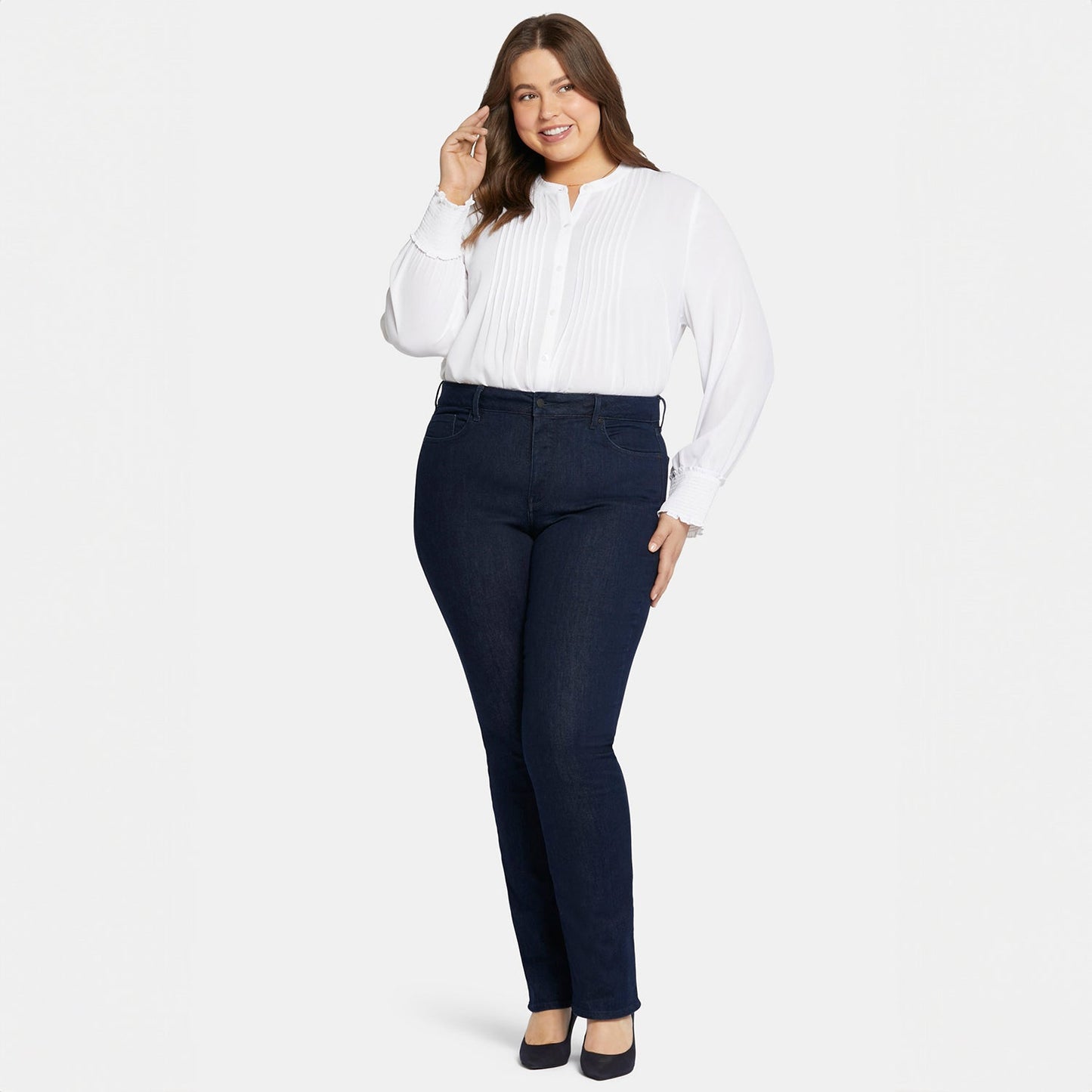 Marilyn Straight Jeans In Plus Size - Rinse
