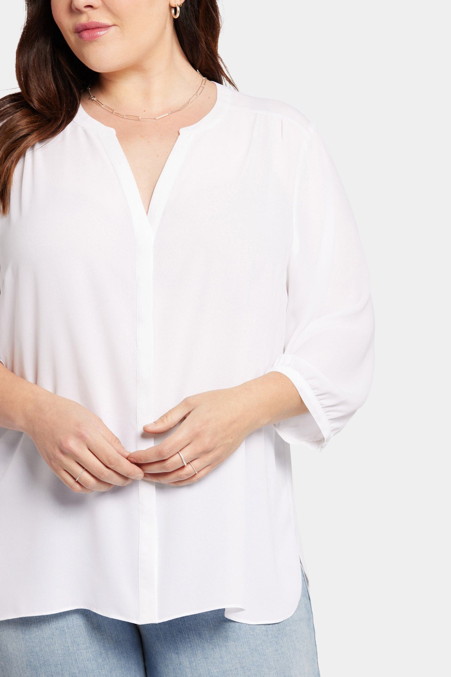Pintuck Blouse In Plus Size - Optic White