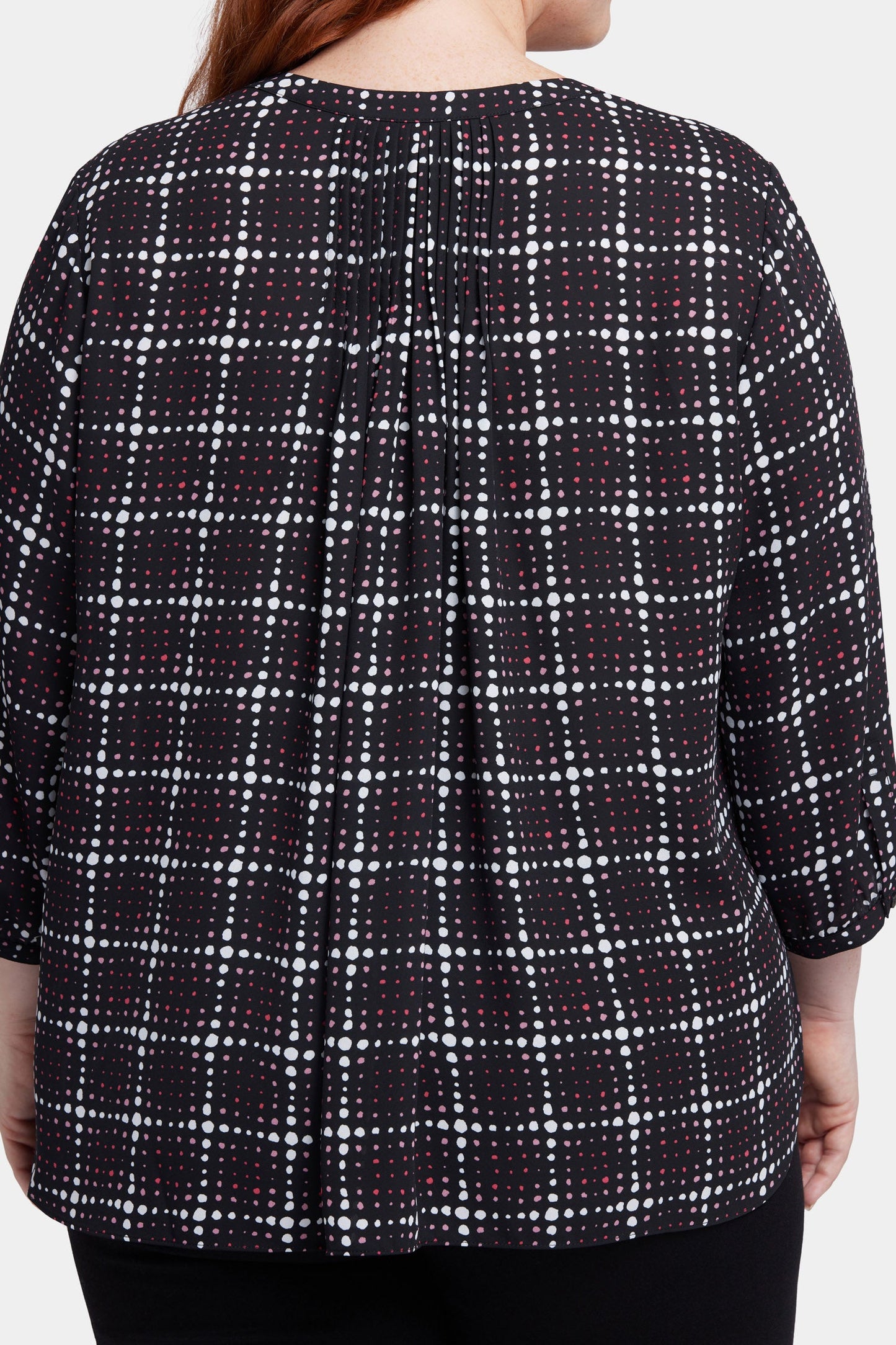 Pintuck Blouse In Plus Size - Lattice Dots