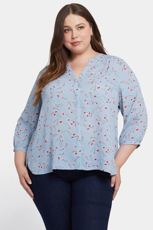 Pintuck Blouse In Plus Size - Mountain Petals