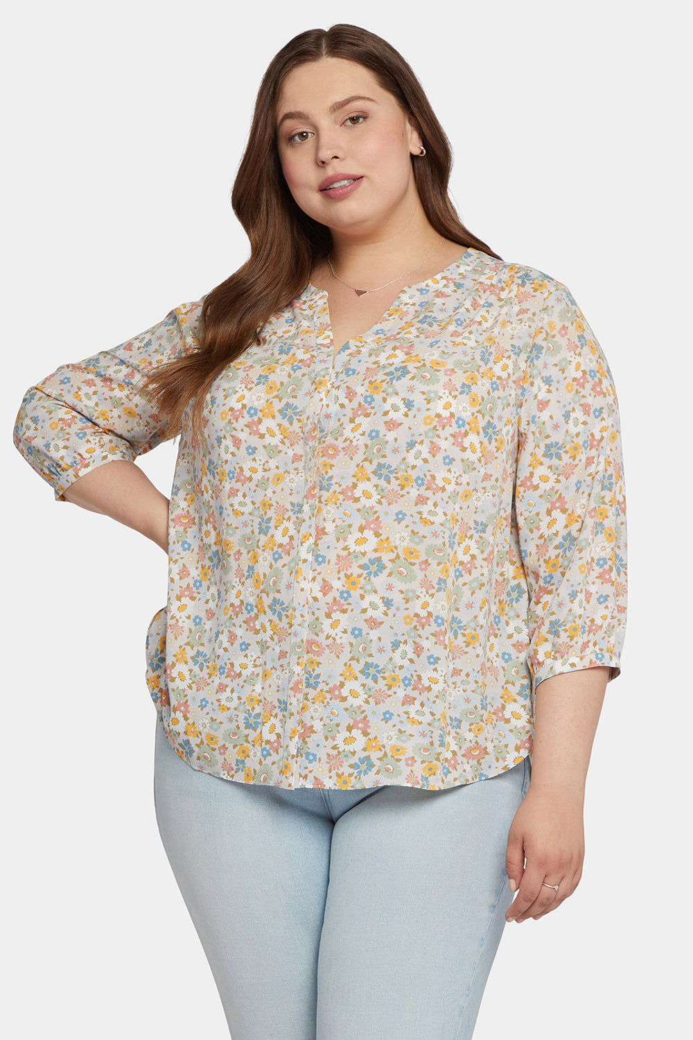 Pintuck Blouse In Plus Size - Angelonia