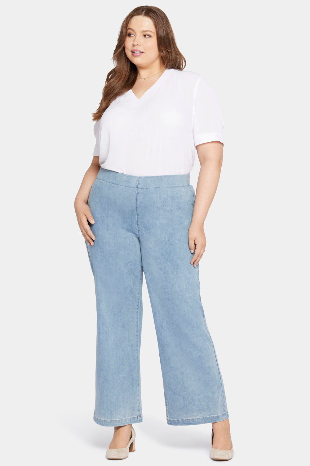 Pull-On Teresa Wide Leg Jeans In Plus Size - Crystalline