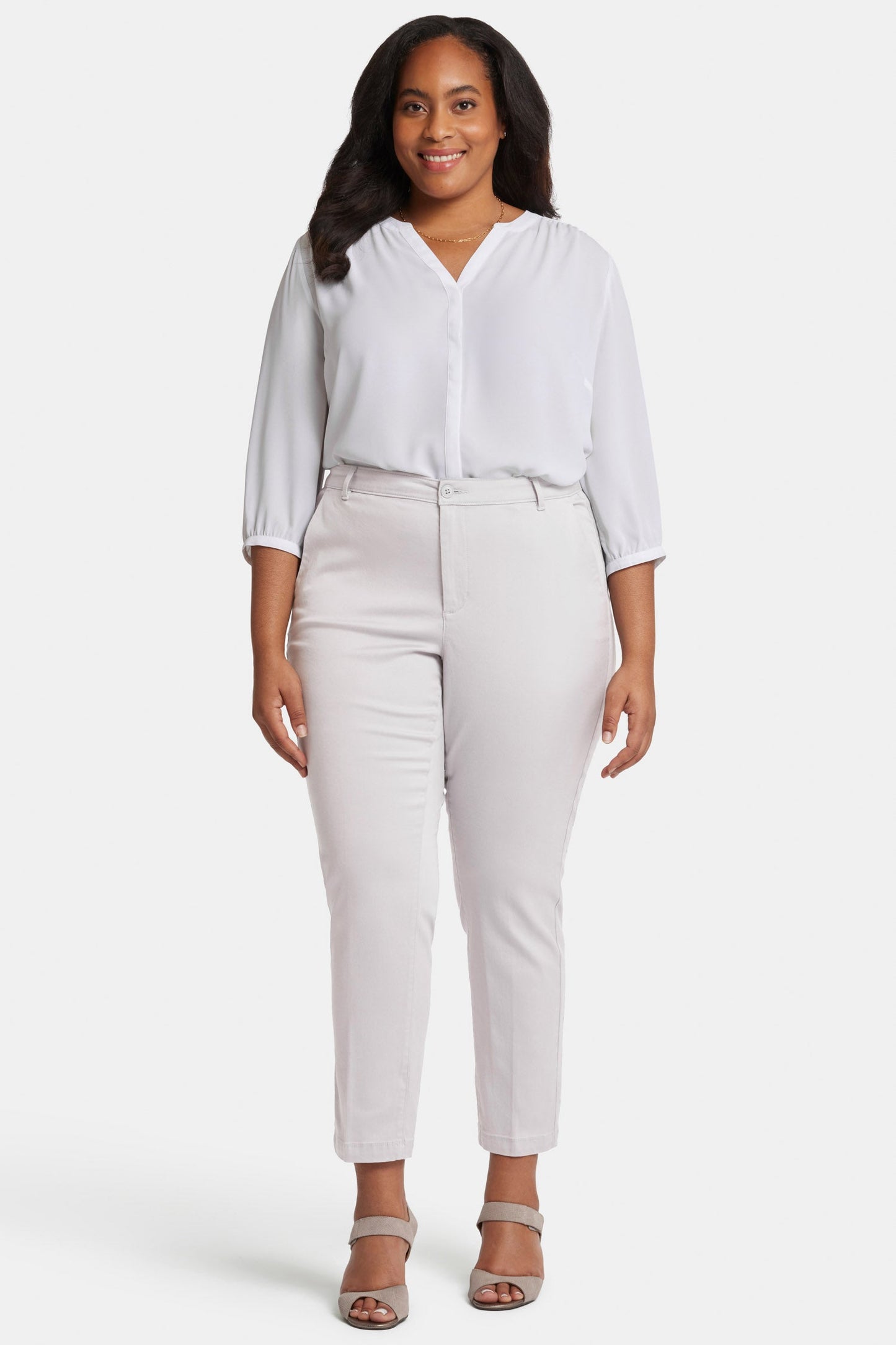 Sadie Slim Pants In Plus Size - Pearl Grey