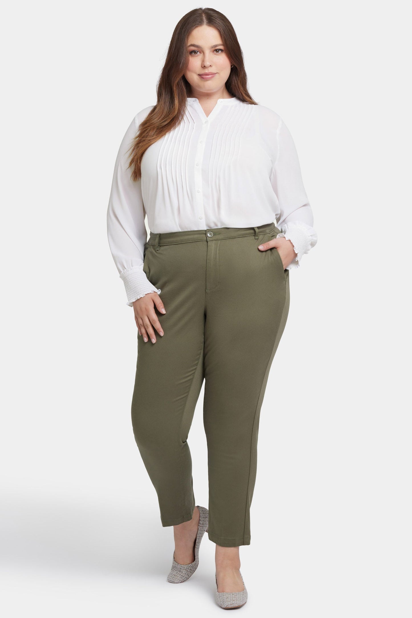 Sadie Slim Pants In Plus Size - Avocado